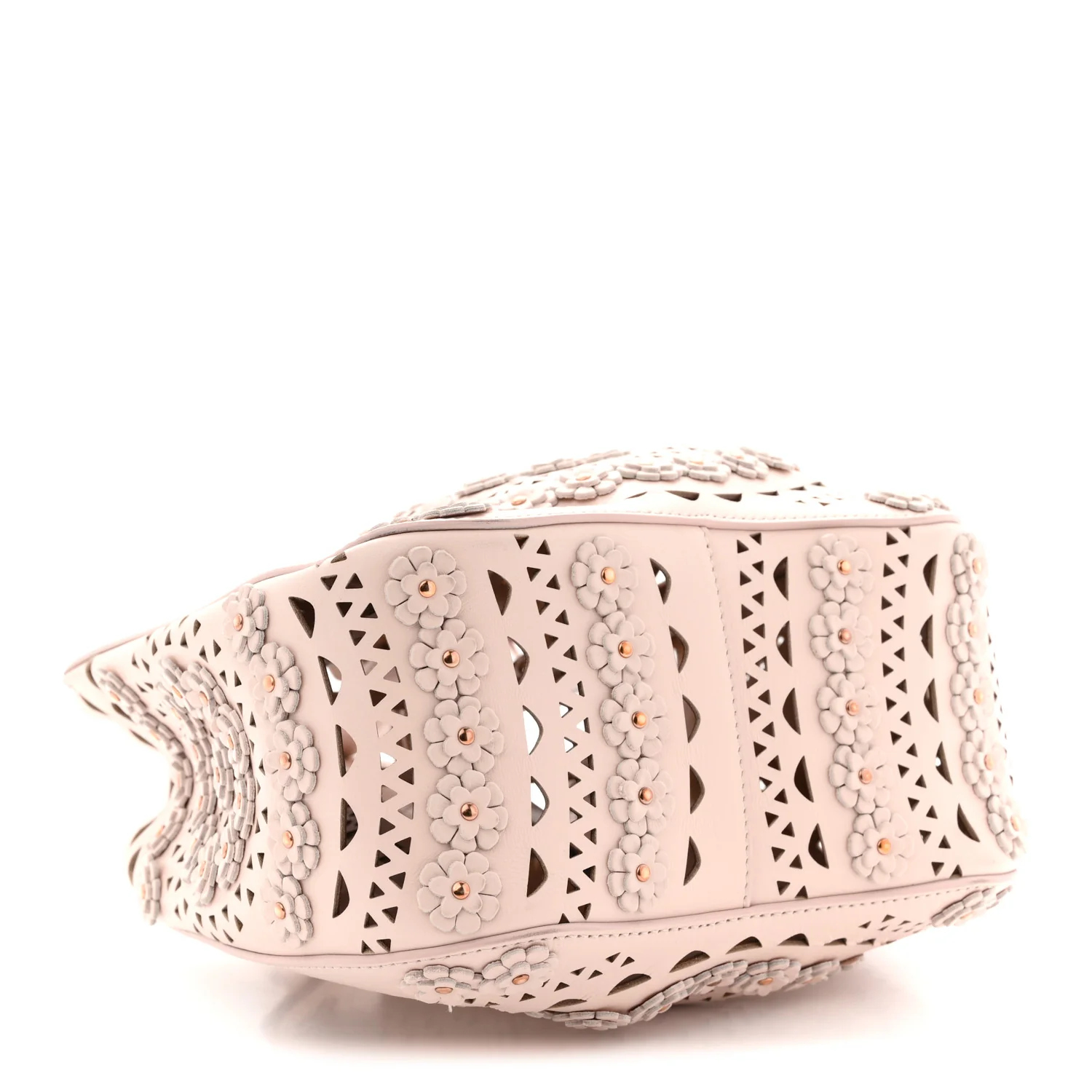 Calfskin Laser Cut Floral Studded Rose-Marie 19 Bag Sable - Image 5