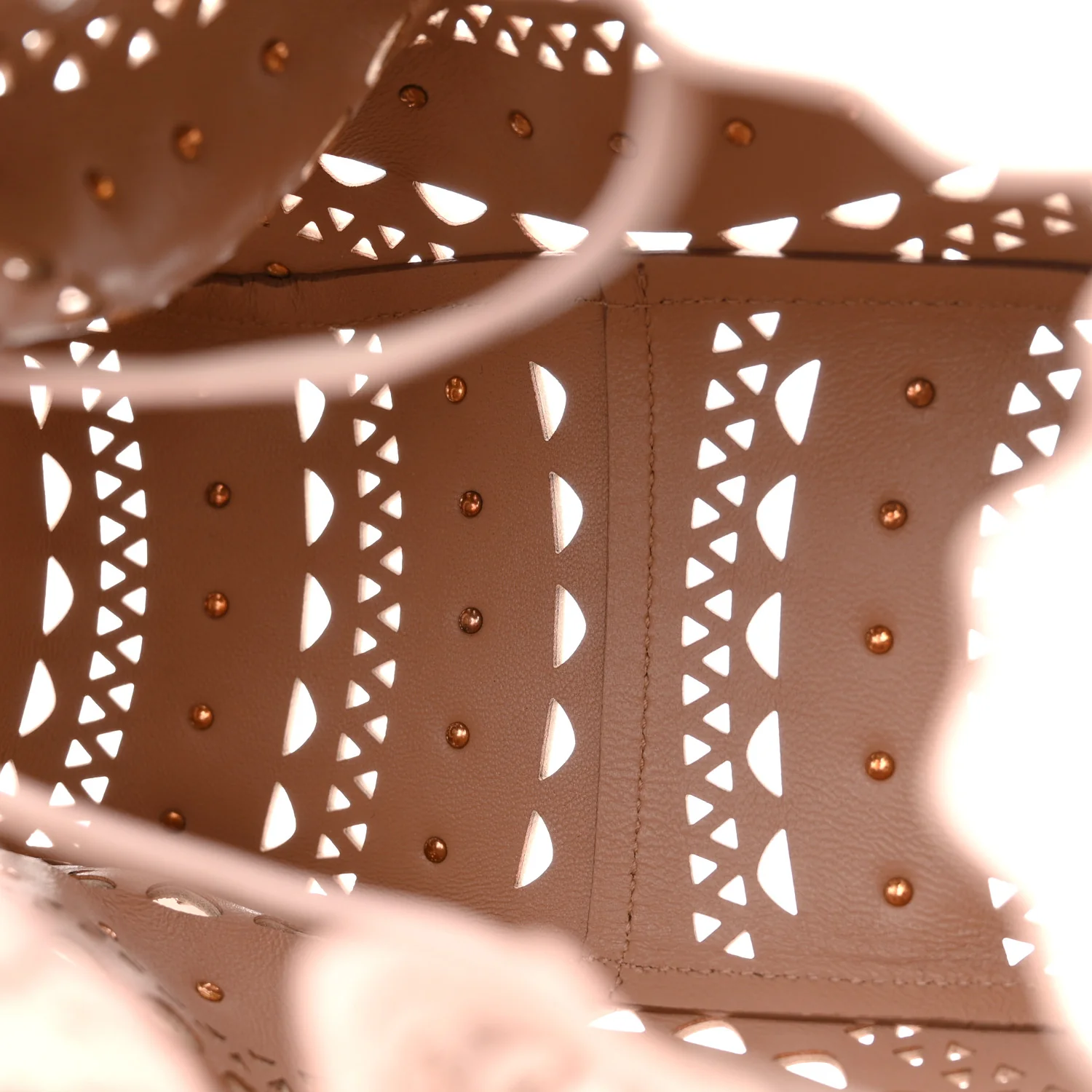 Calfskin Laser Cut Floral Studded Rose-Marie 19 Bag Sable - Image 6