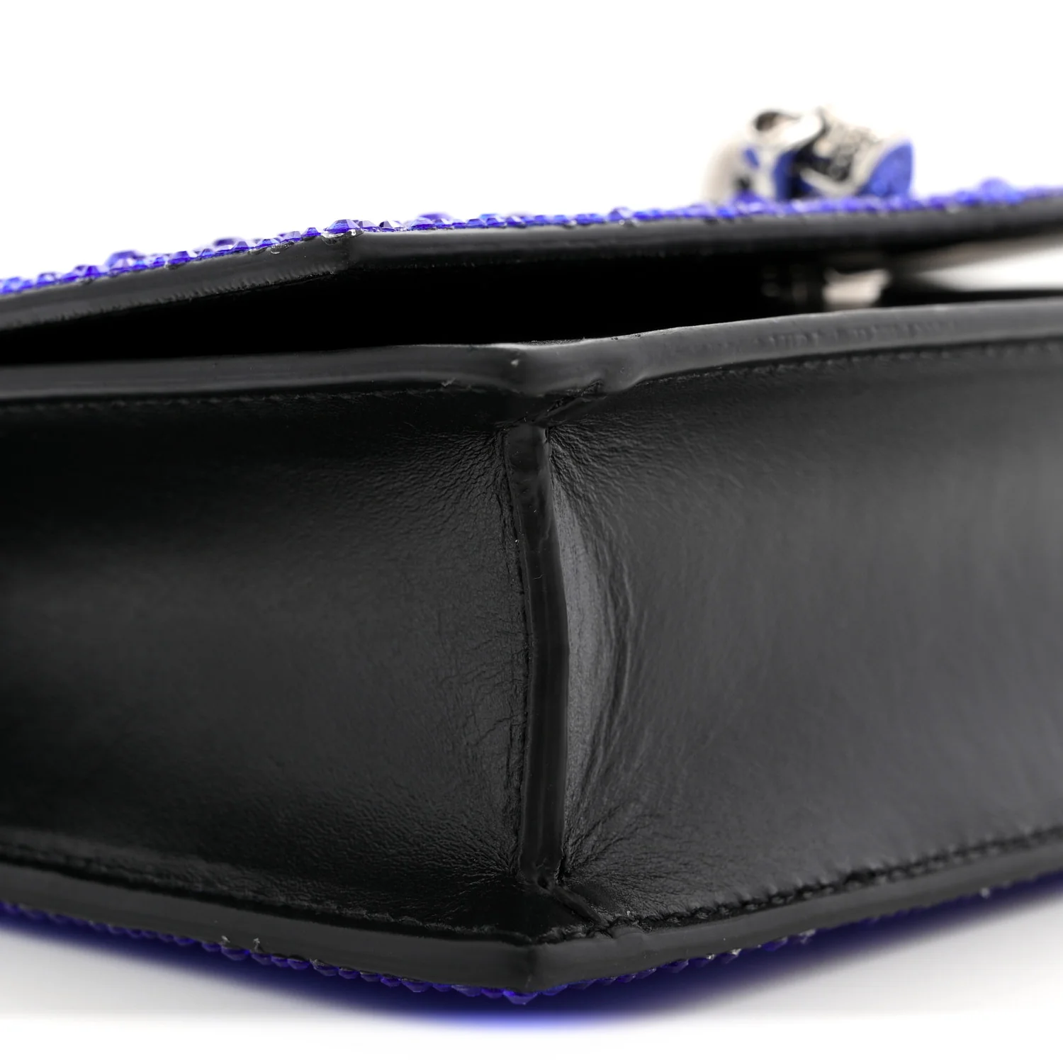 Calfskin Crystal Skull Mini Crossbody Bag Electric Blue - Image 8