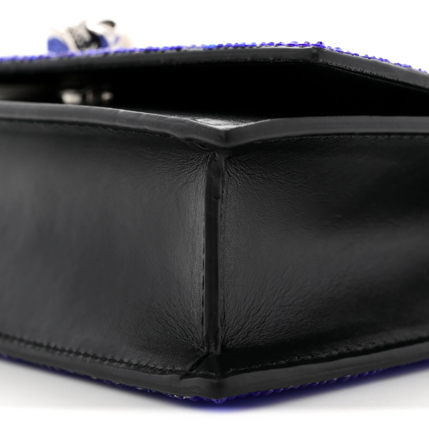 Calfskin Crystal Skull Mini Crossbody Bag Electric Blue - Image 9