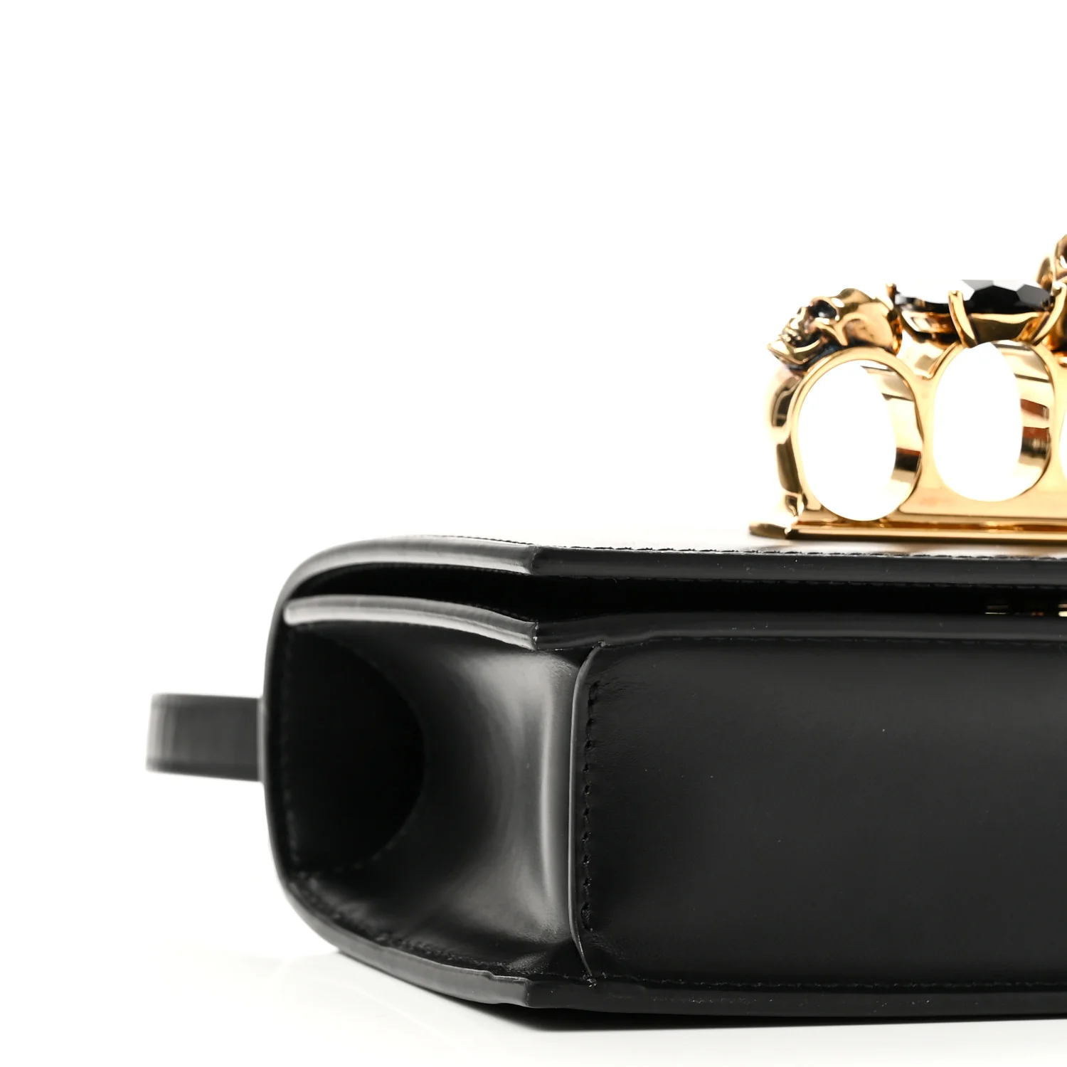 Calfskin Mini Jeweled Knuckle Satchel Black - Image 8