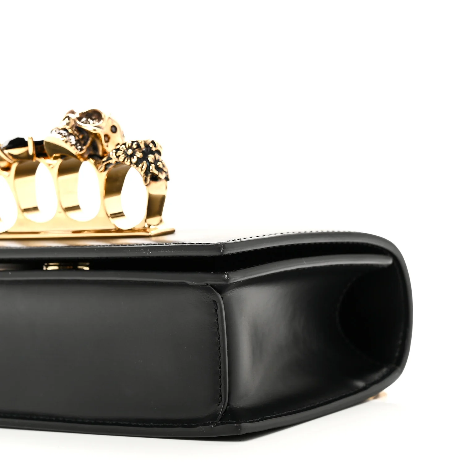 Calfskin Mini Jeweled Knuckle Satchel Black - Image 9