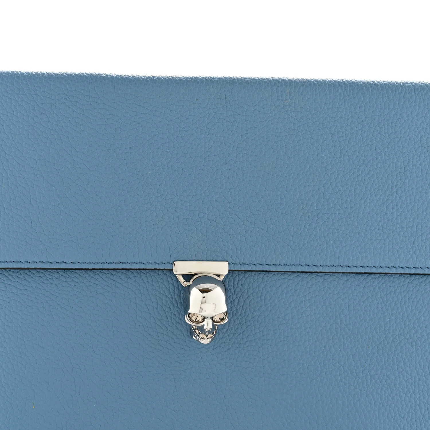 Calfskin Skull Envelope Clutch Blue - Image 7