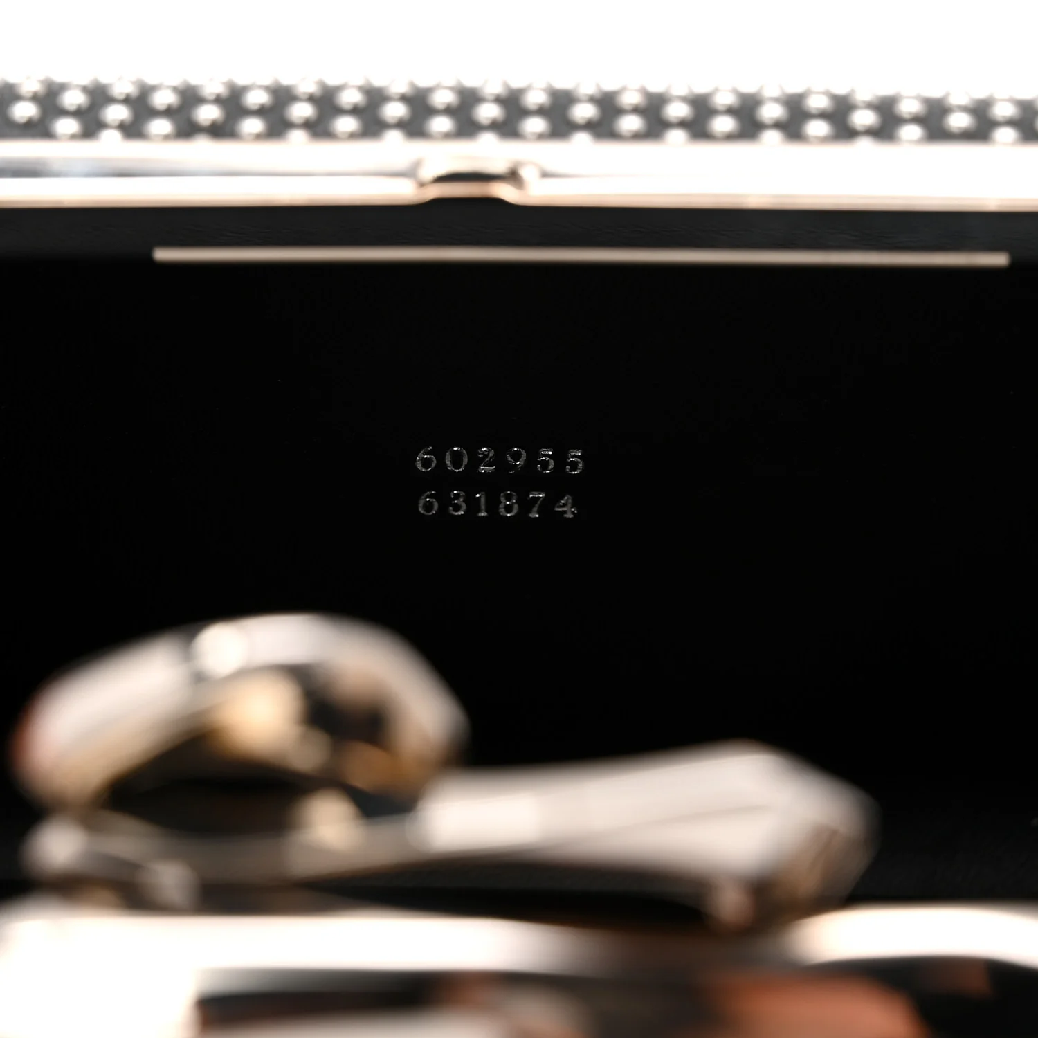 Calfskin Studded Skull Four Ring Knuckle Clutch Black - Image 7