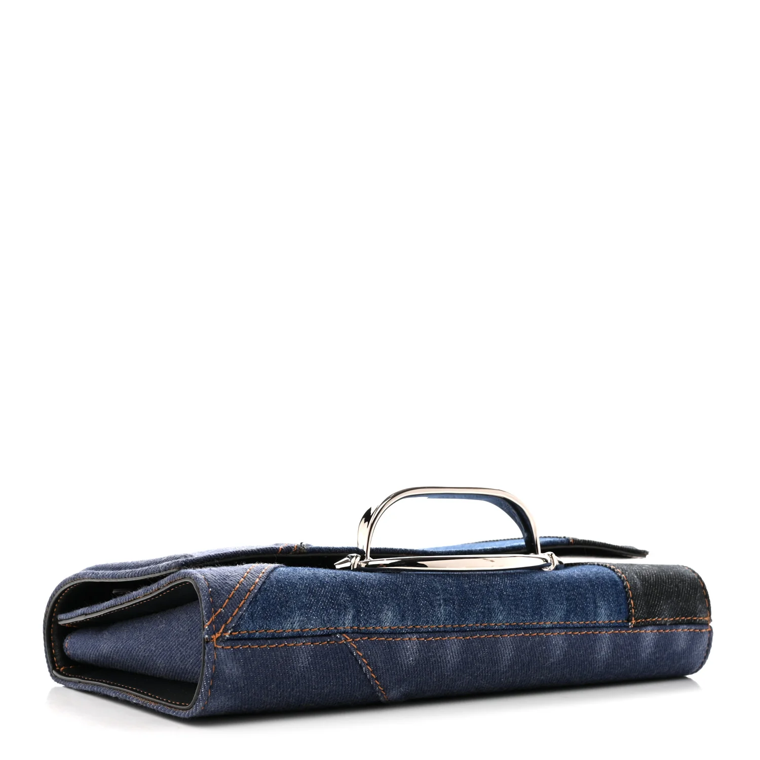 Denim Calfskin The Story Shoulder Bag Blue - Image 4