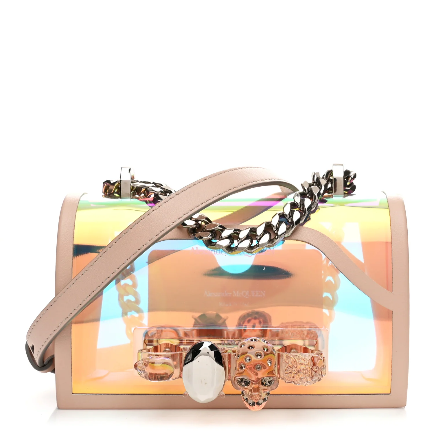 Iridescent PVC Calfskin Mini Knuckle Crossbody