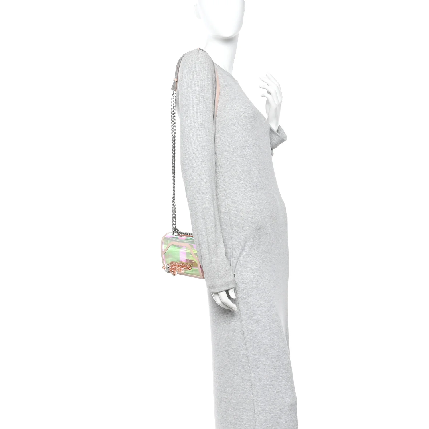 Iridescent PVC Calfskin Mini Knuckle Crossbody - Image 2
