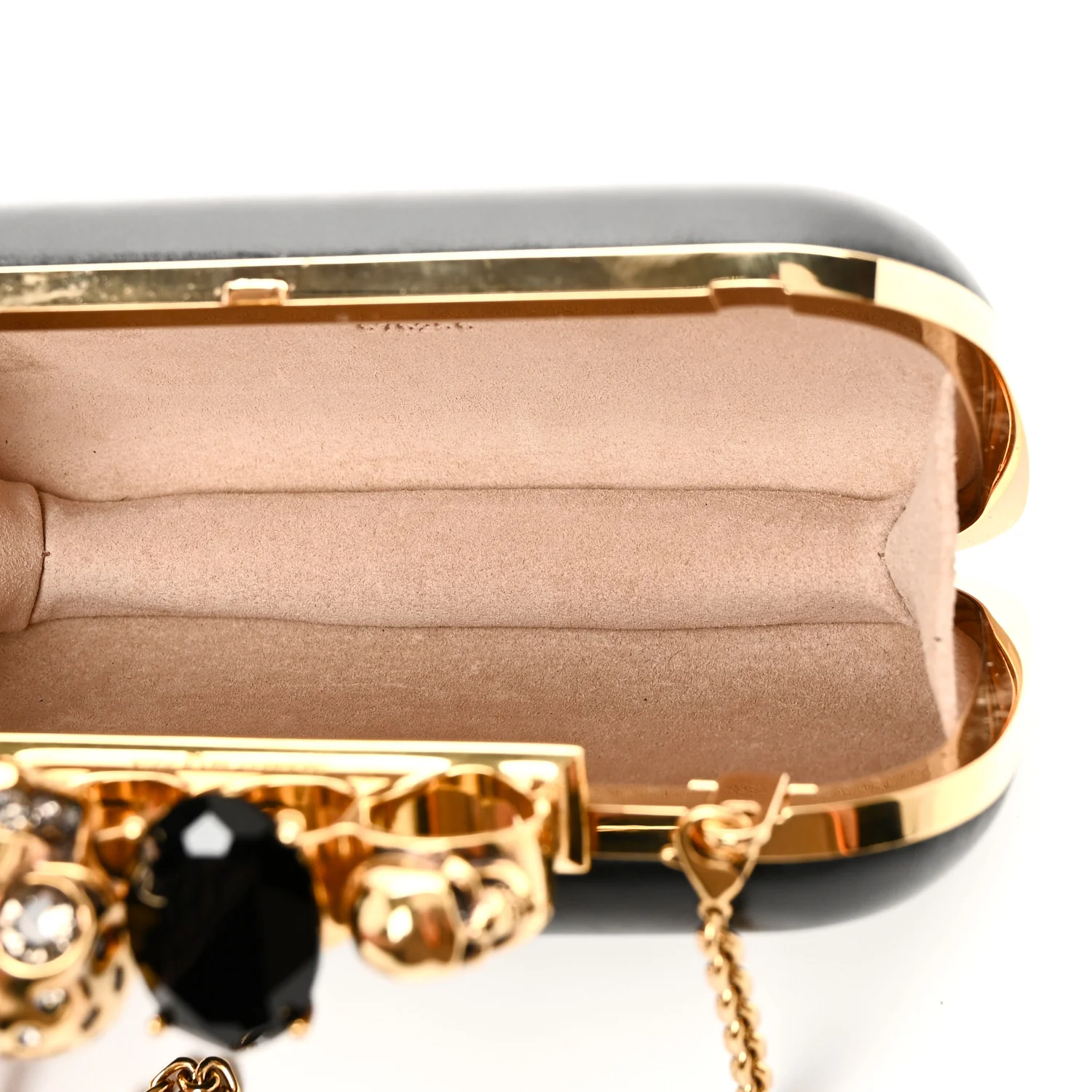 Nappa Skull Knuckle Duster Box Clutch Black - Image 5