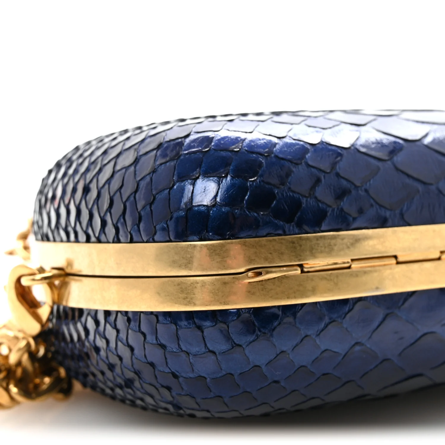 Snakeskin Knuckle Box Clutch Blue - Image 8