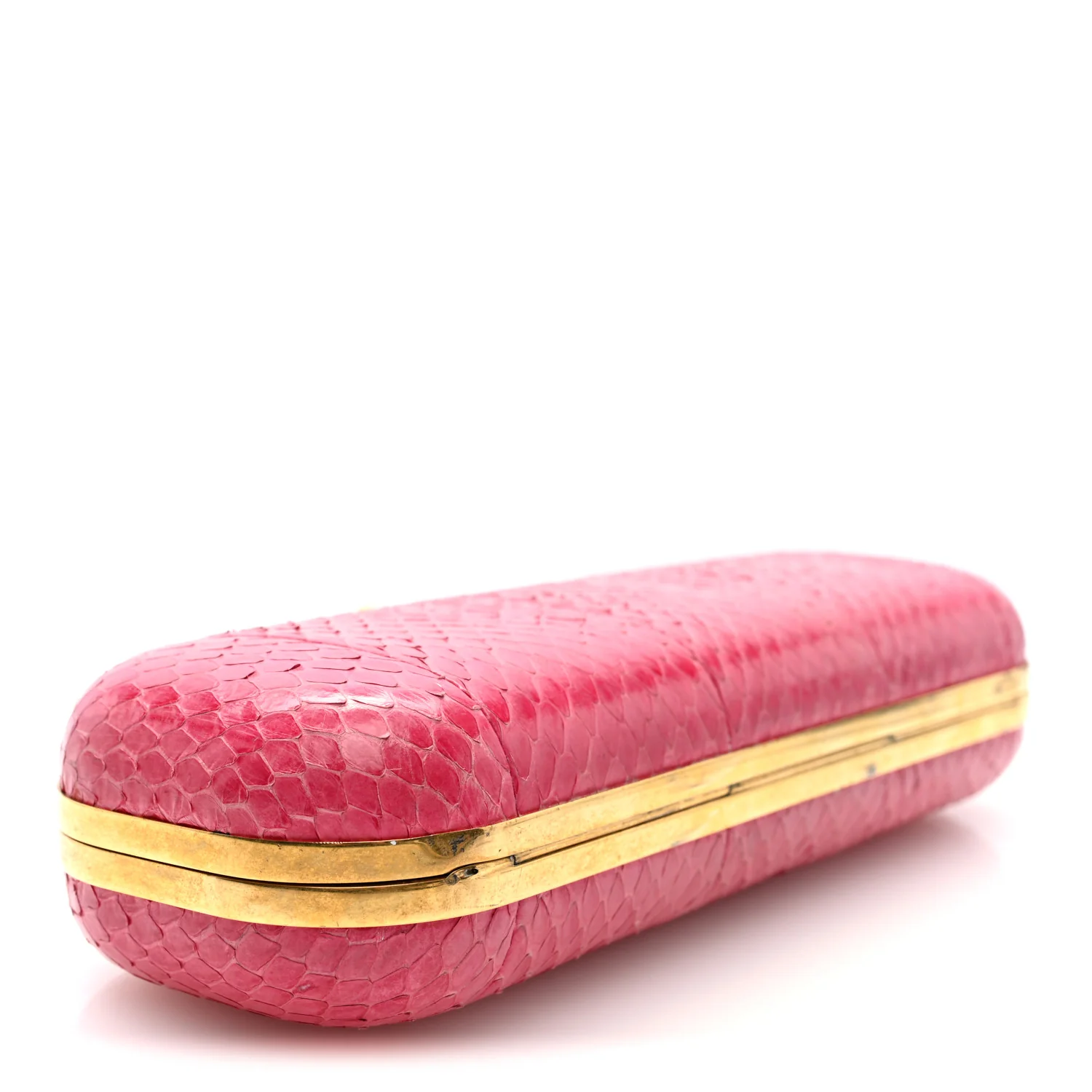 Snakeskin Knuckle Box Clutch Pink - Image 4