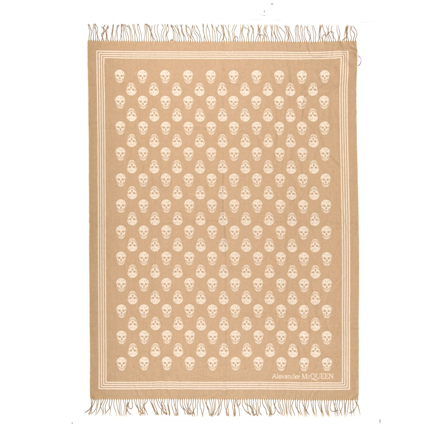 Wool Cashmere Skull Scarf Beige White