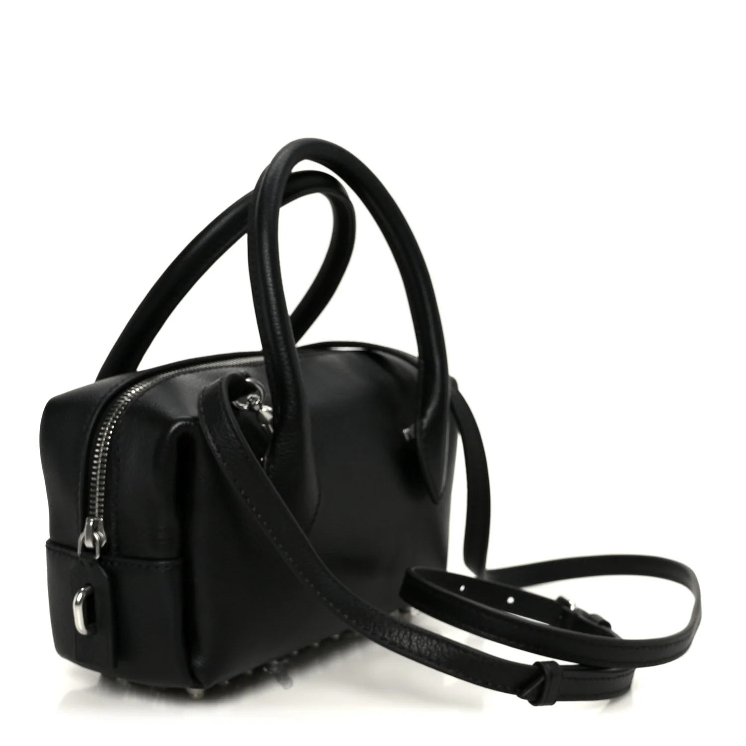 Calfskin Small Roux Top Handle Bag Black - Image 3