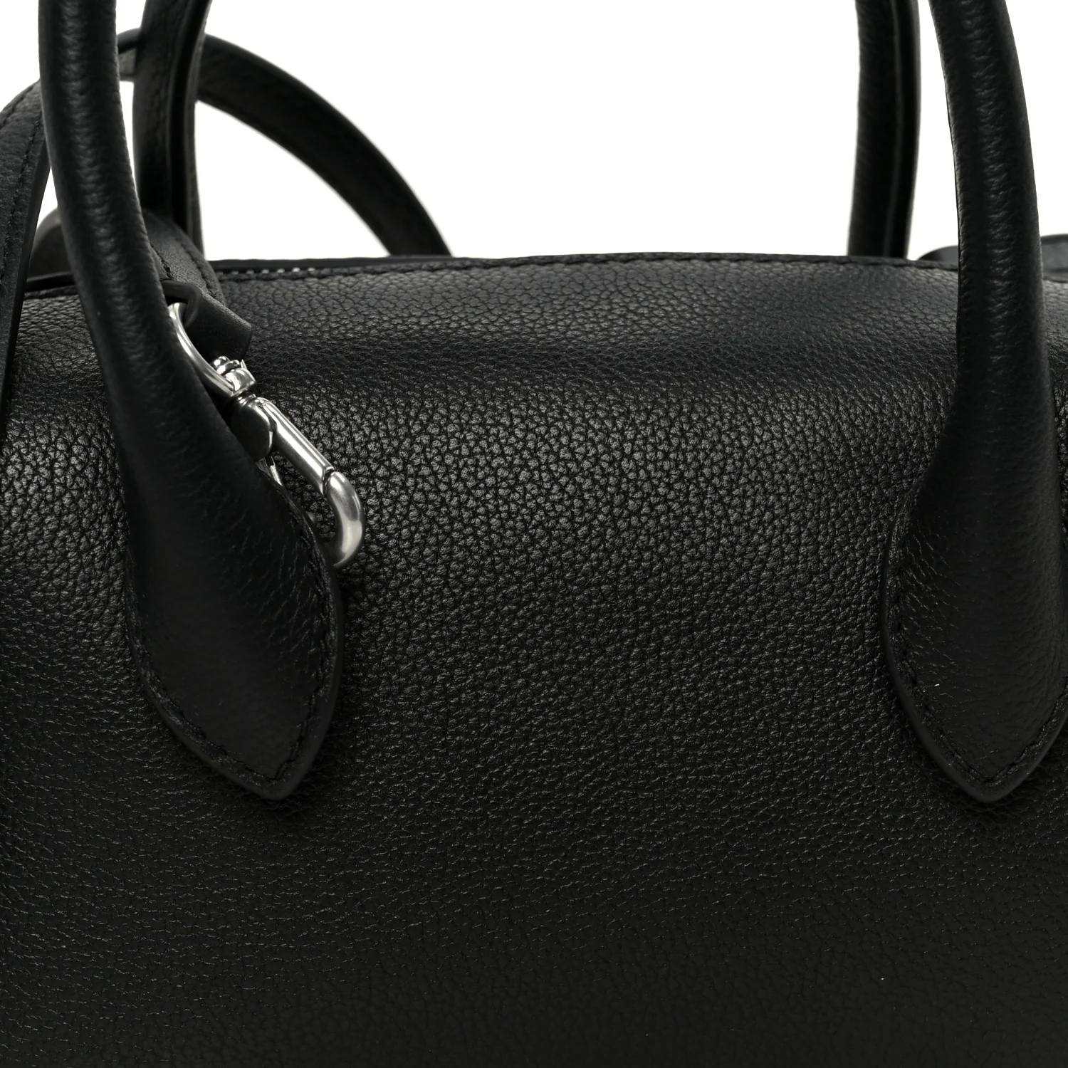 Calfskin Small Roux Top Handle Bag Black - Image 8