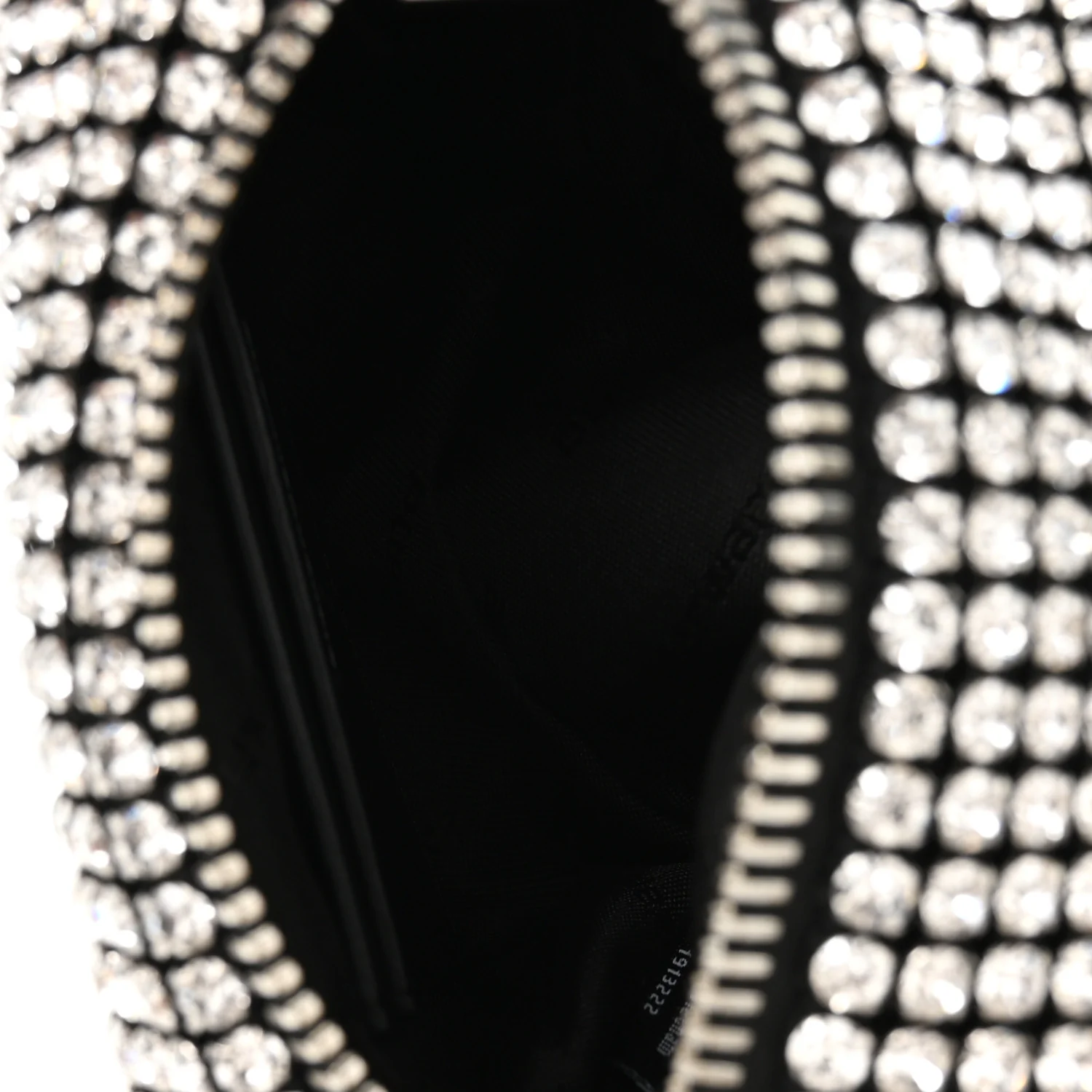 Mesh Crystal Rhinestone Mini Heiress Pouch Black Silver - Image 5
