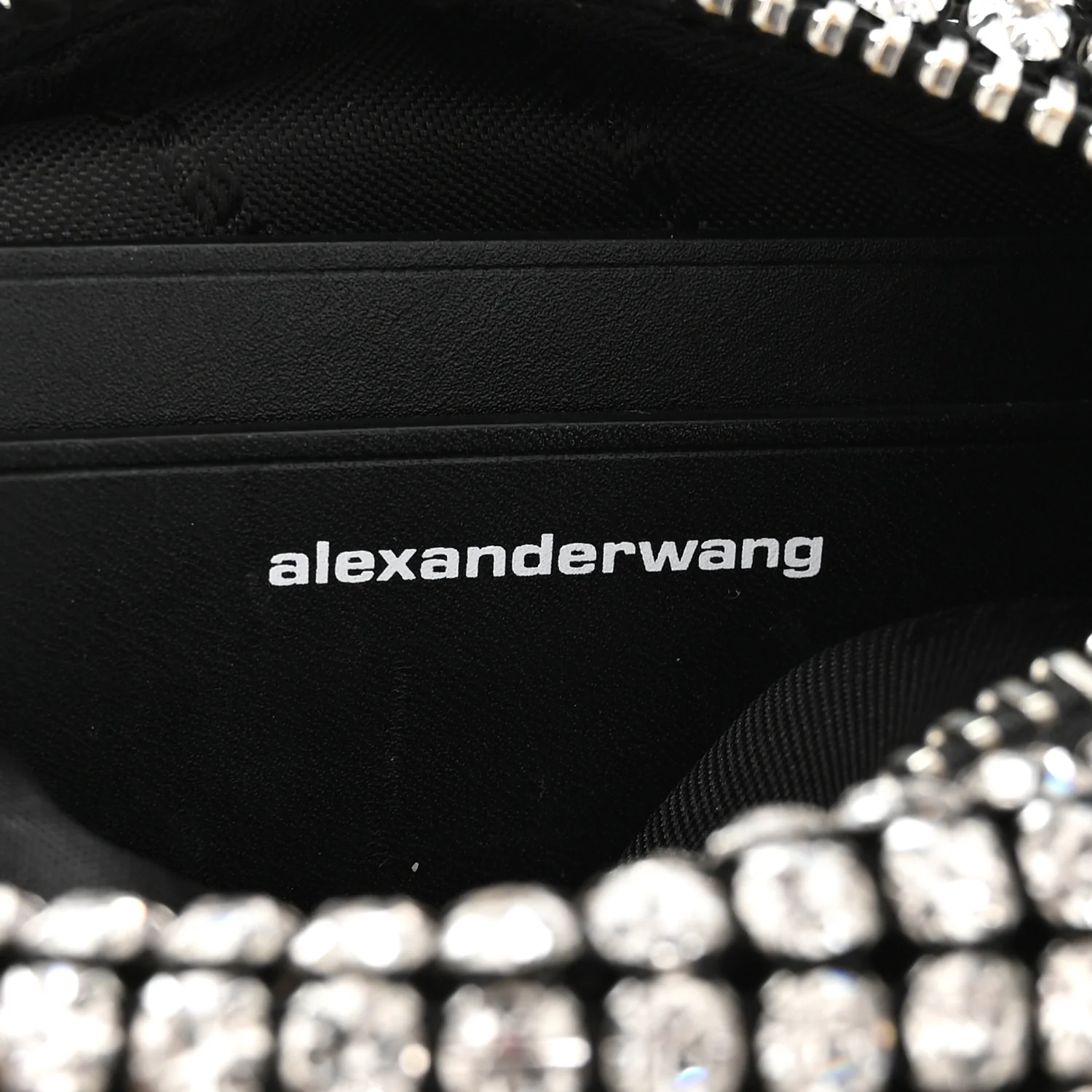 Mesh Crystal Rhinestone Mini Heiress Pouch Black Silver - Image 6