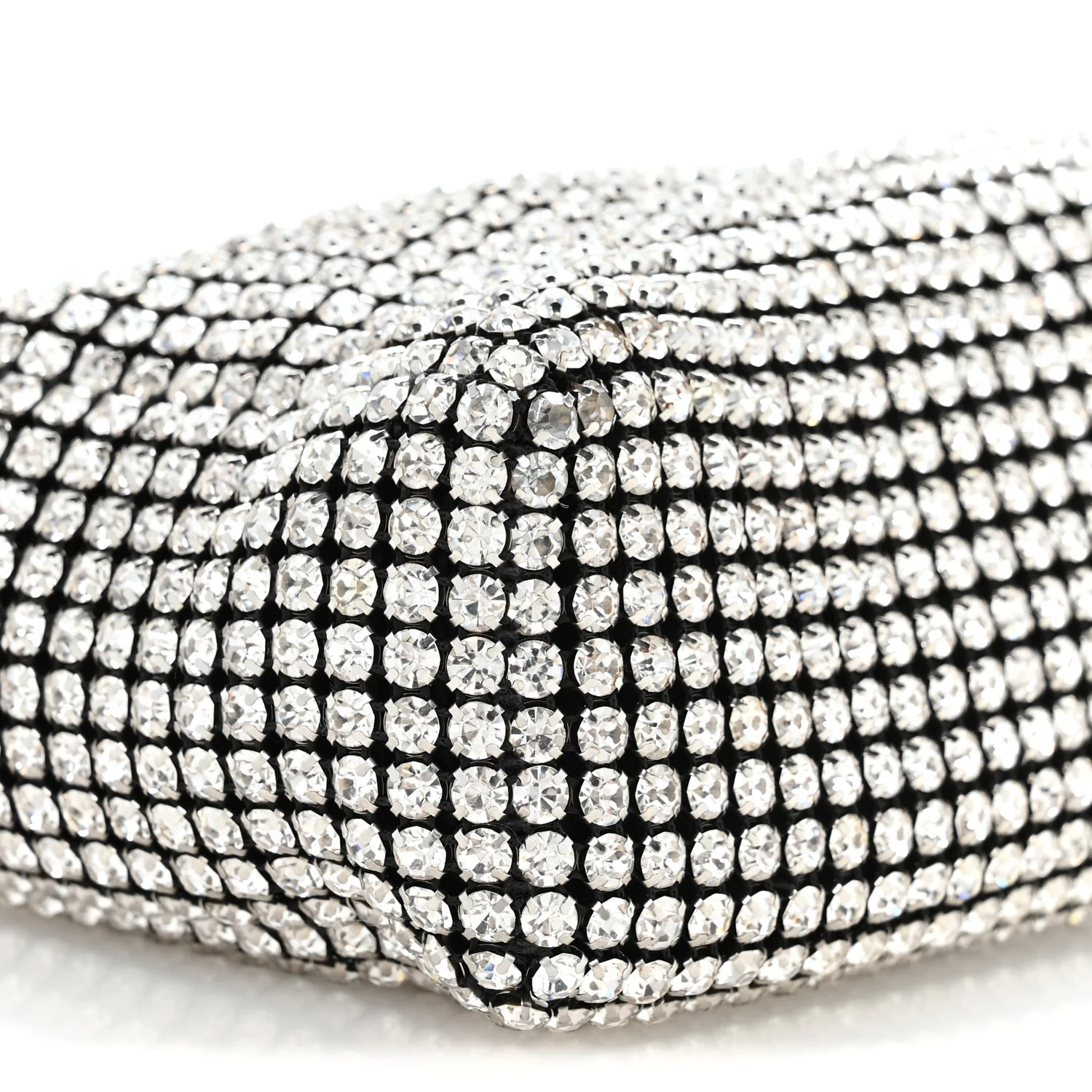 Mesh Crystal Rhinestone Mini Heiress Pouch Black Silver - Image 8