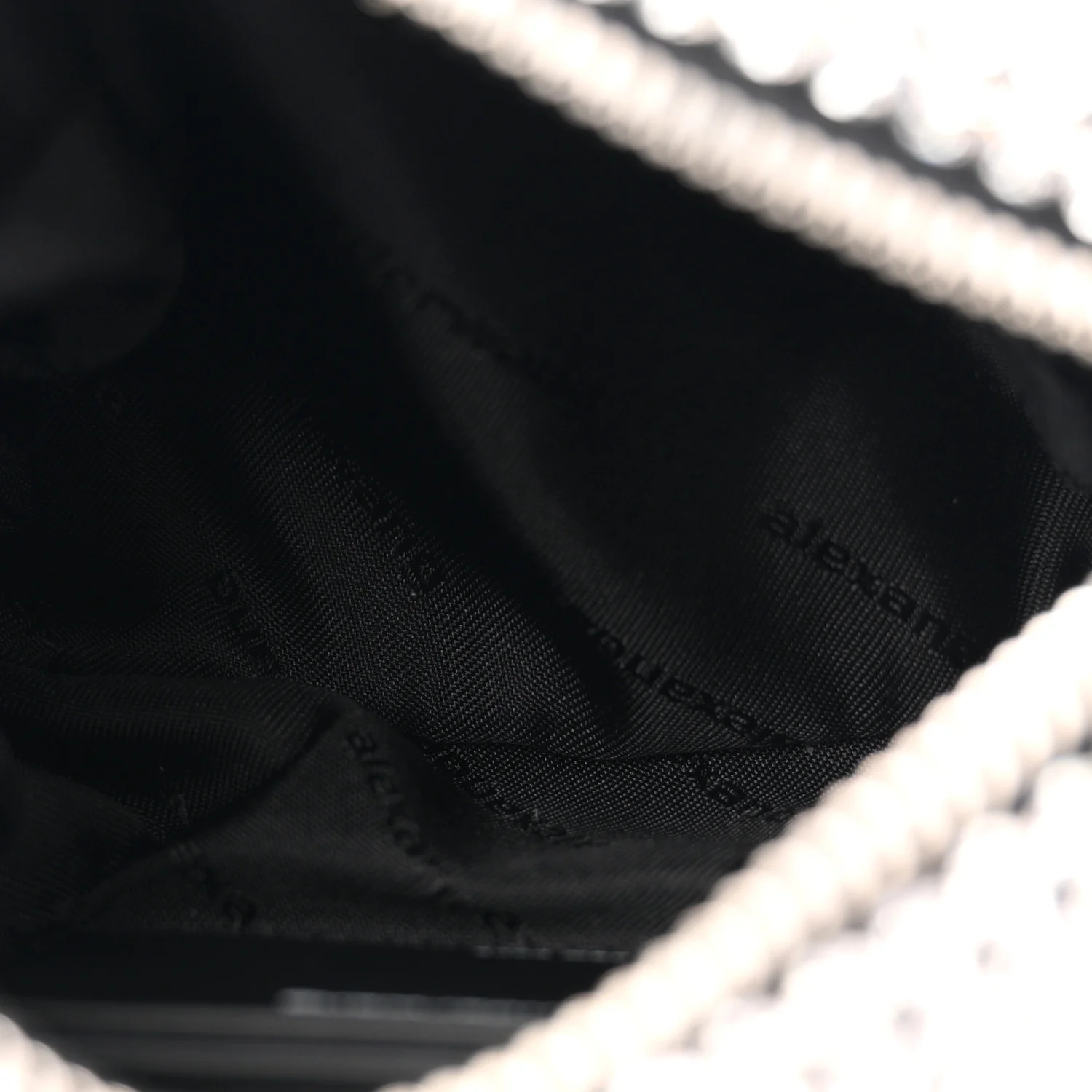 Mesh Crystal Rhinestone Mini Heiress Pouch Black Silver - Image 5
