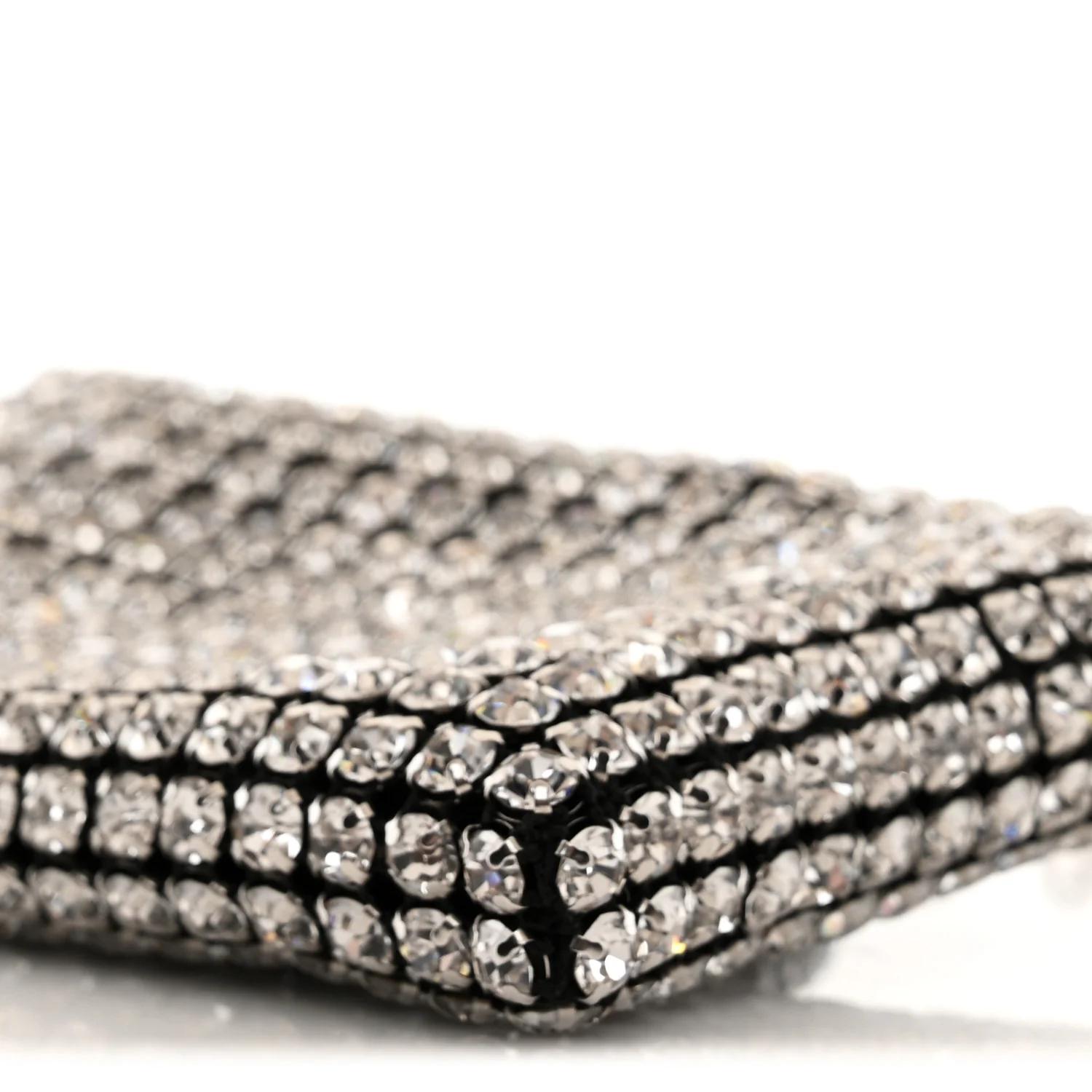 Mesh Crystal Rhinestone Nano Heiress Shoulder Bag Black Silver - Image 10