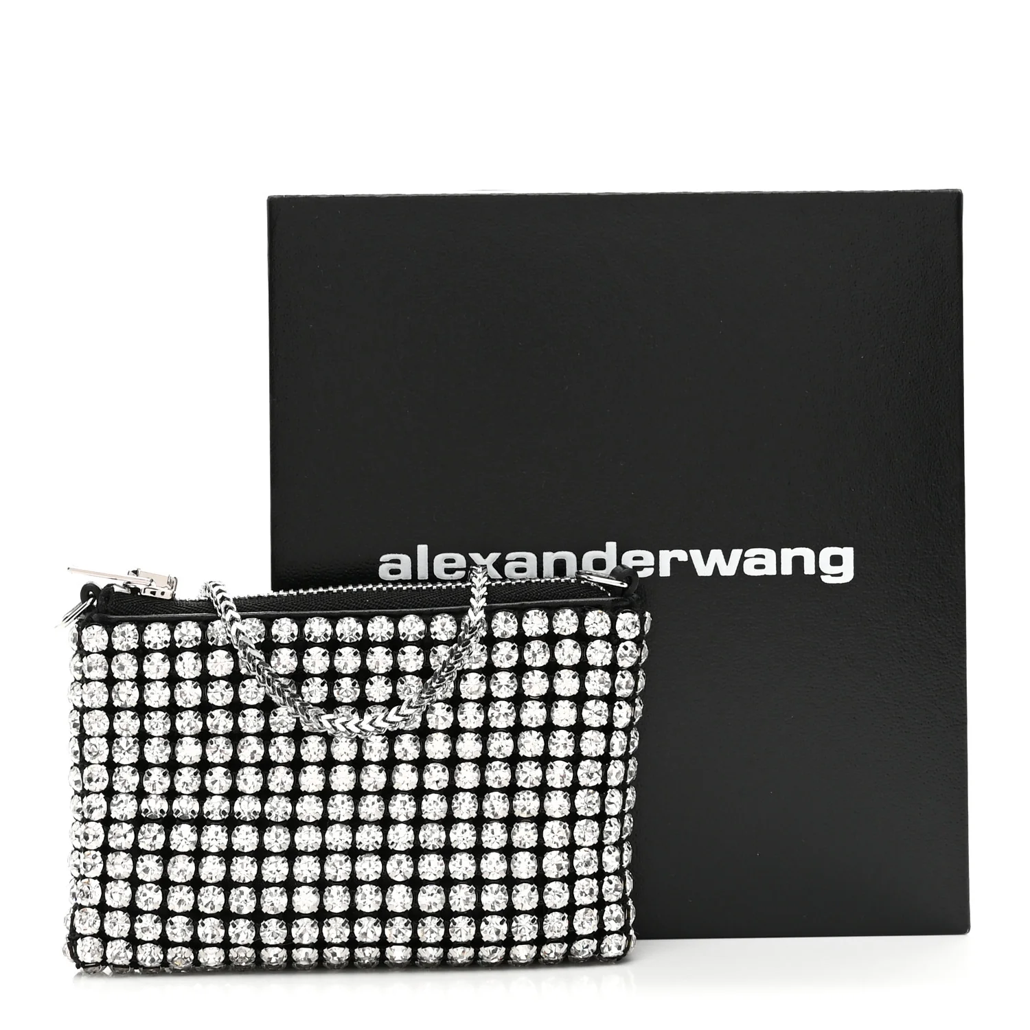 Mesh Crystal Rhinestone Nano Heiress Shoulder Bag Black Silver - Image 11