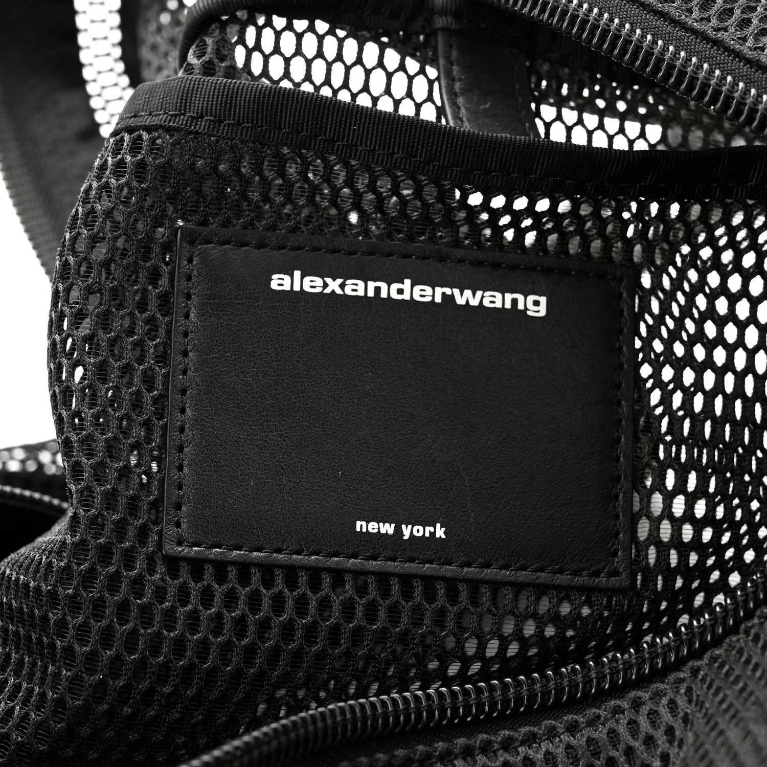 Nylon Mesh Logo Printed Attica Gym Shoulder Bag Black - Image 6