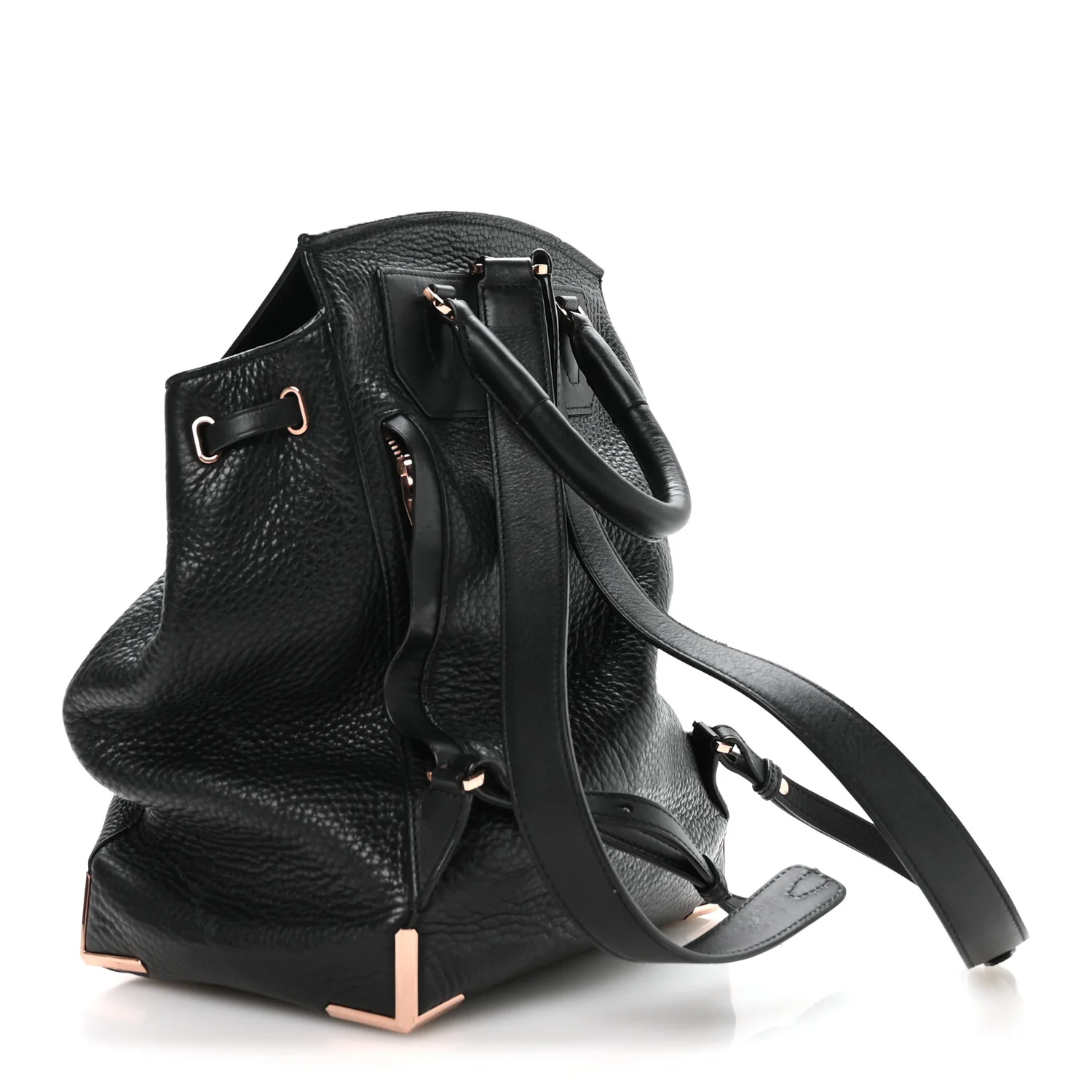 Pebbled Calfskin Prisma Skeletal Backpack Black Rose Gold Hardware - Image 3