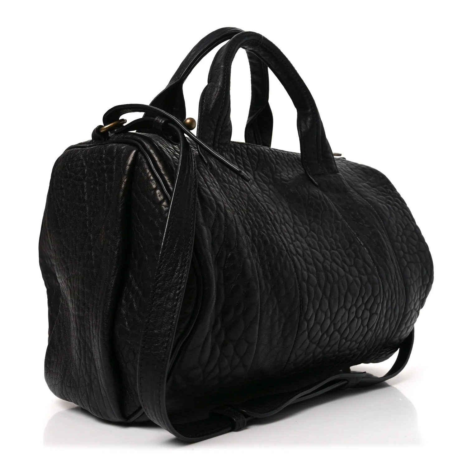 Pebbled Lambskin Rockie Black Antique Brass Hardware - Image 3