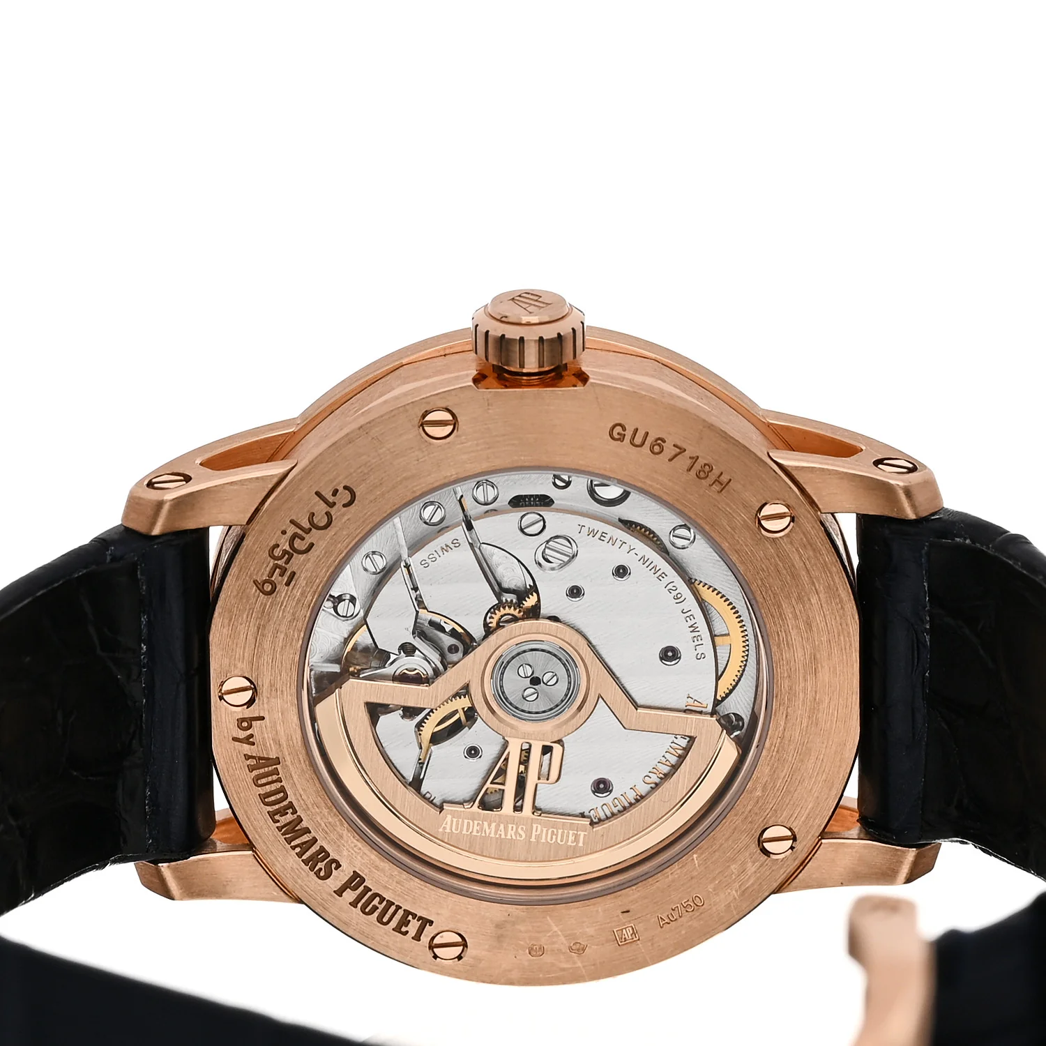 18K Rose Gold Alligator 38mm Code 11.59 Automatic Watch Blue 77410OR.OO.A344CR.01 - Image 4