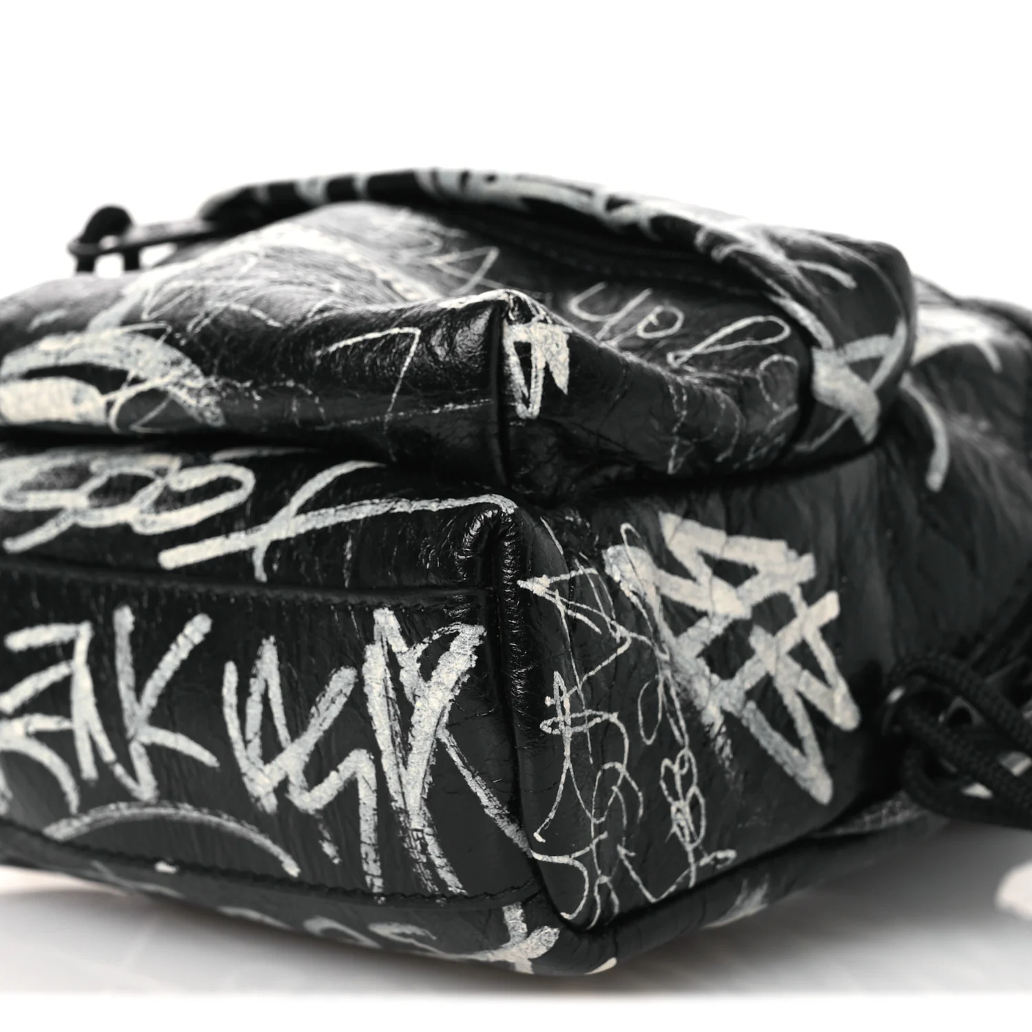 Agneau Arena Graffiti All Over Mini Explorer Crossbody Backpack  Black White - Image 11