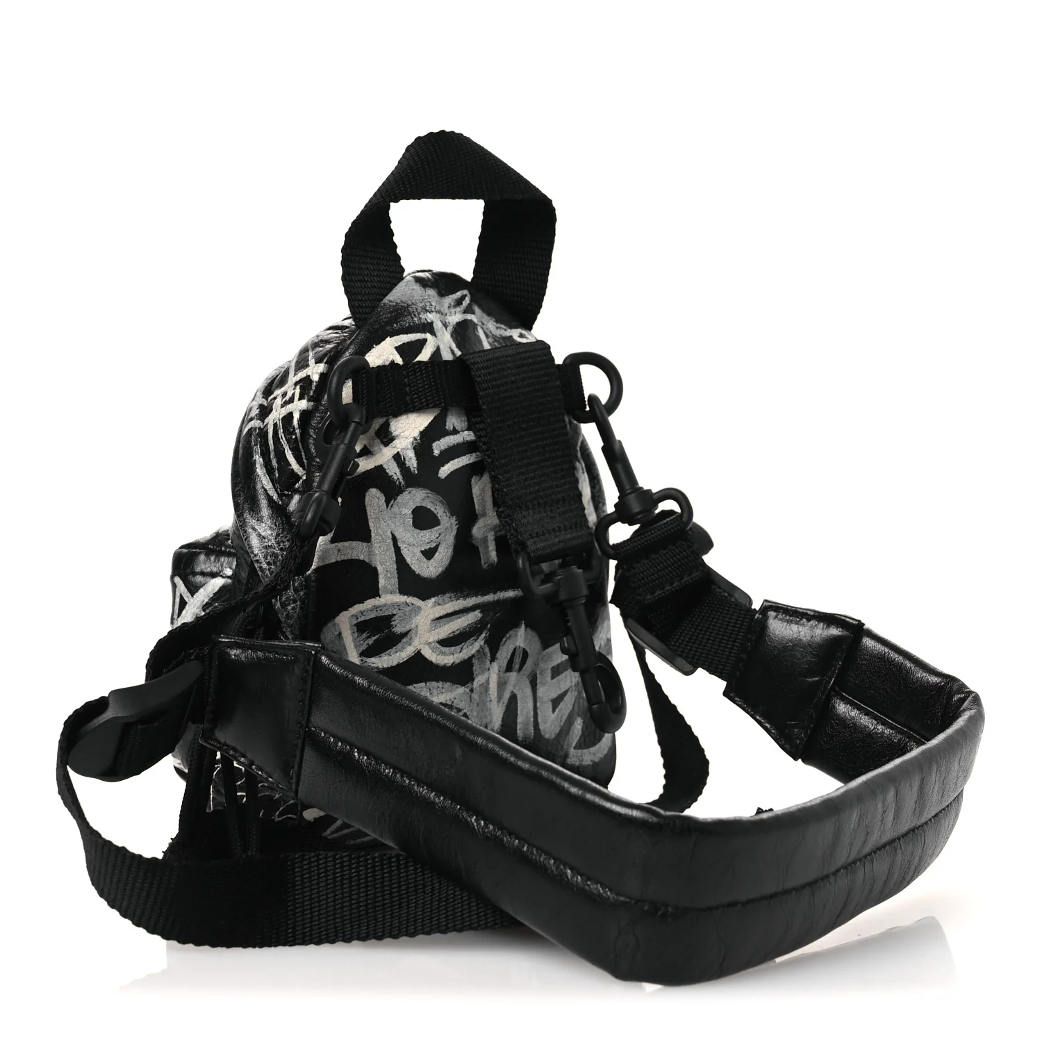 Agneau Arena Graffiti All Over Mini Explorer Crossbody Backpack  Black White - Image 3