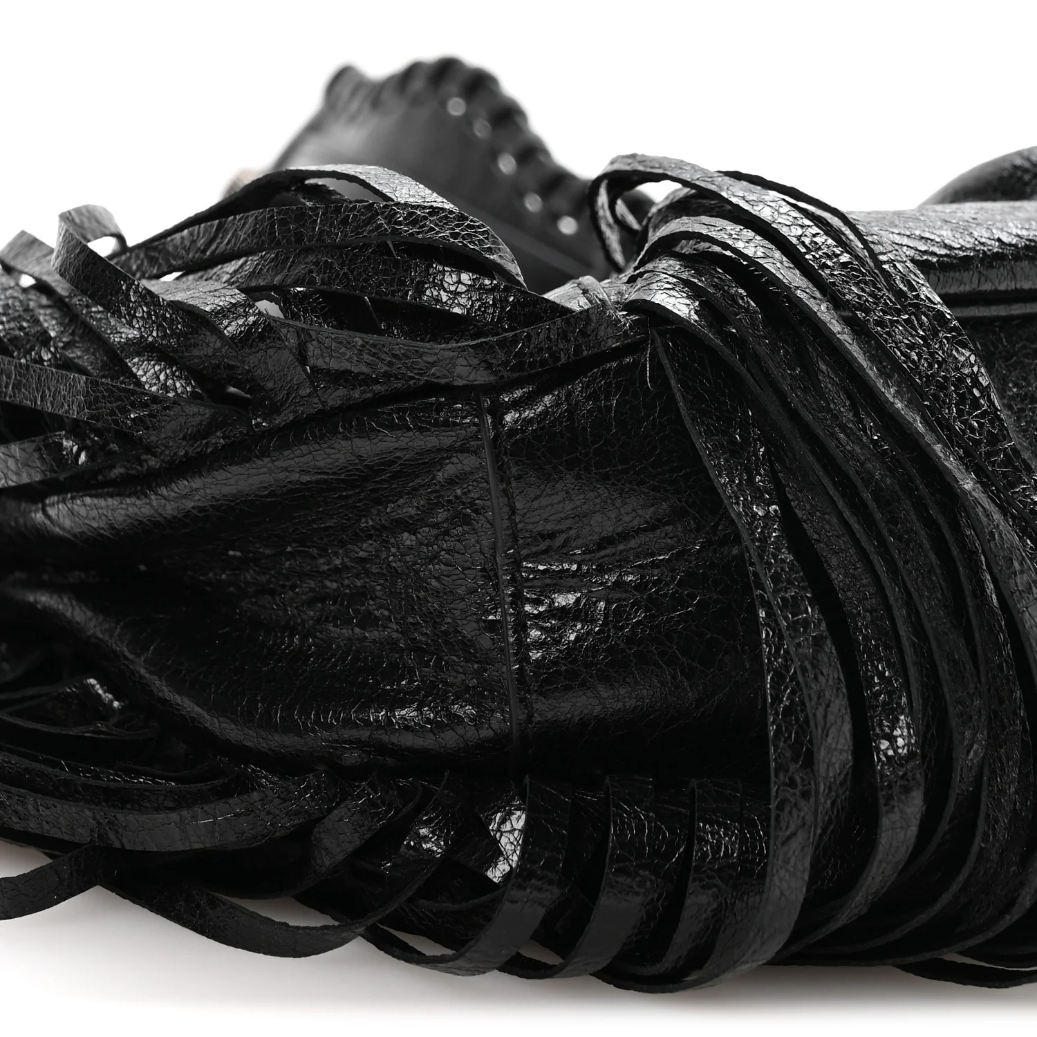 Agneau Arena Le Cagole Fringe Shoulder Bag XS Black - Image 10