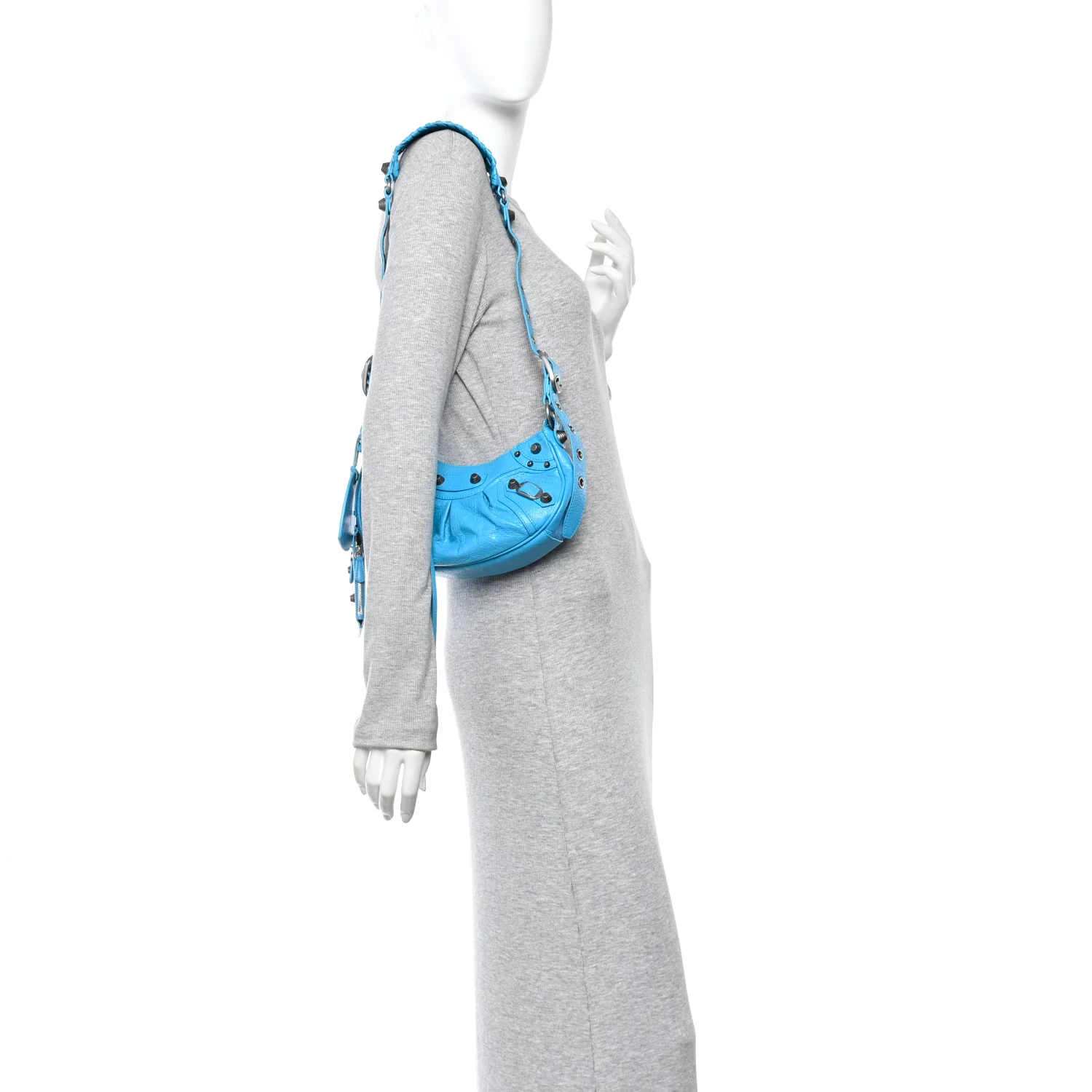 Agneau Arena Le Cagole Shoulder Bag XS Cyan - Image 2