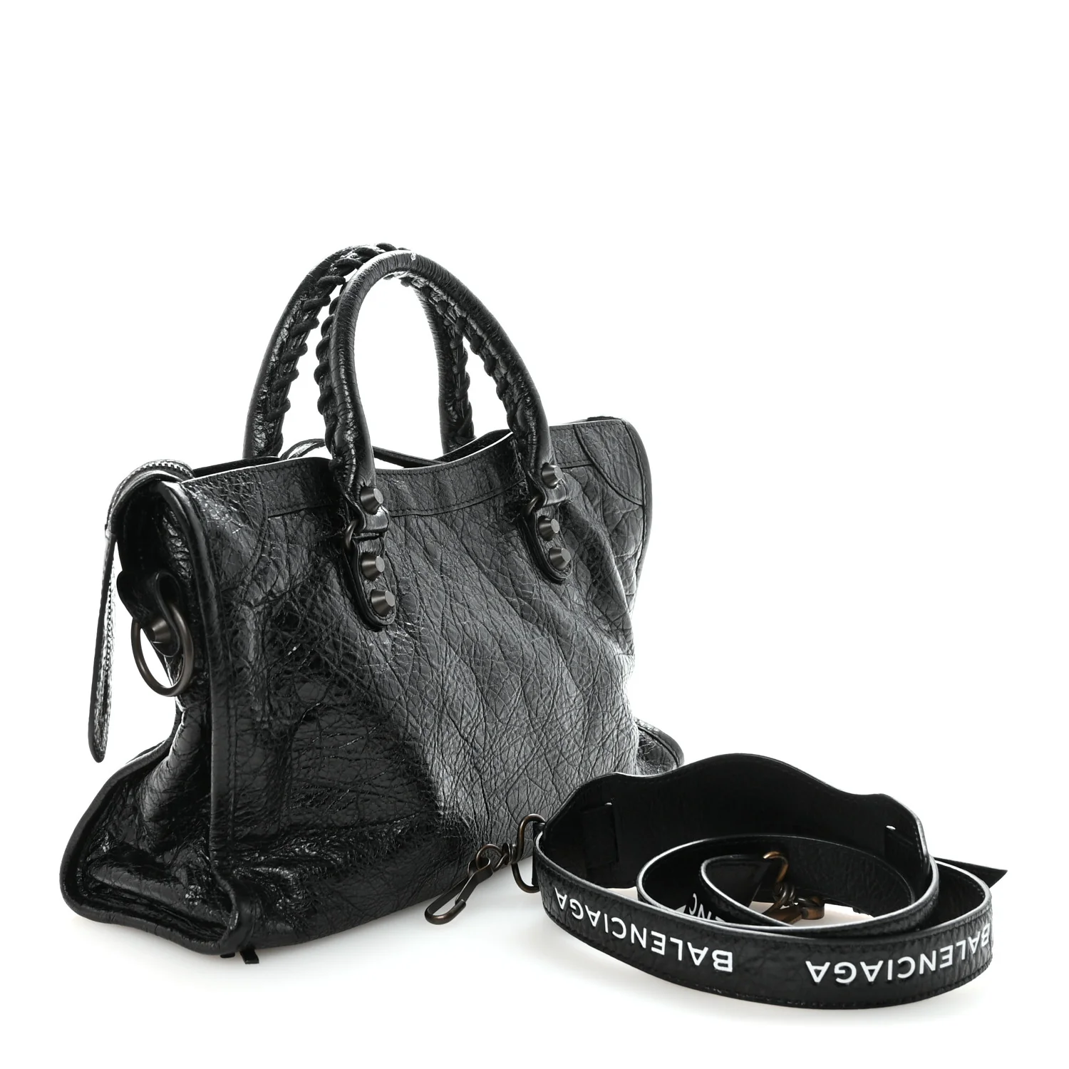 Agneau Classic Hardware S City Logo Strap Black White - Image 3