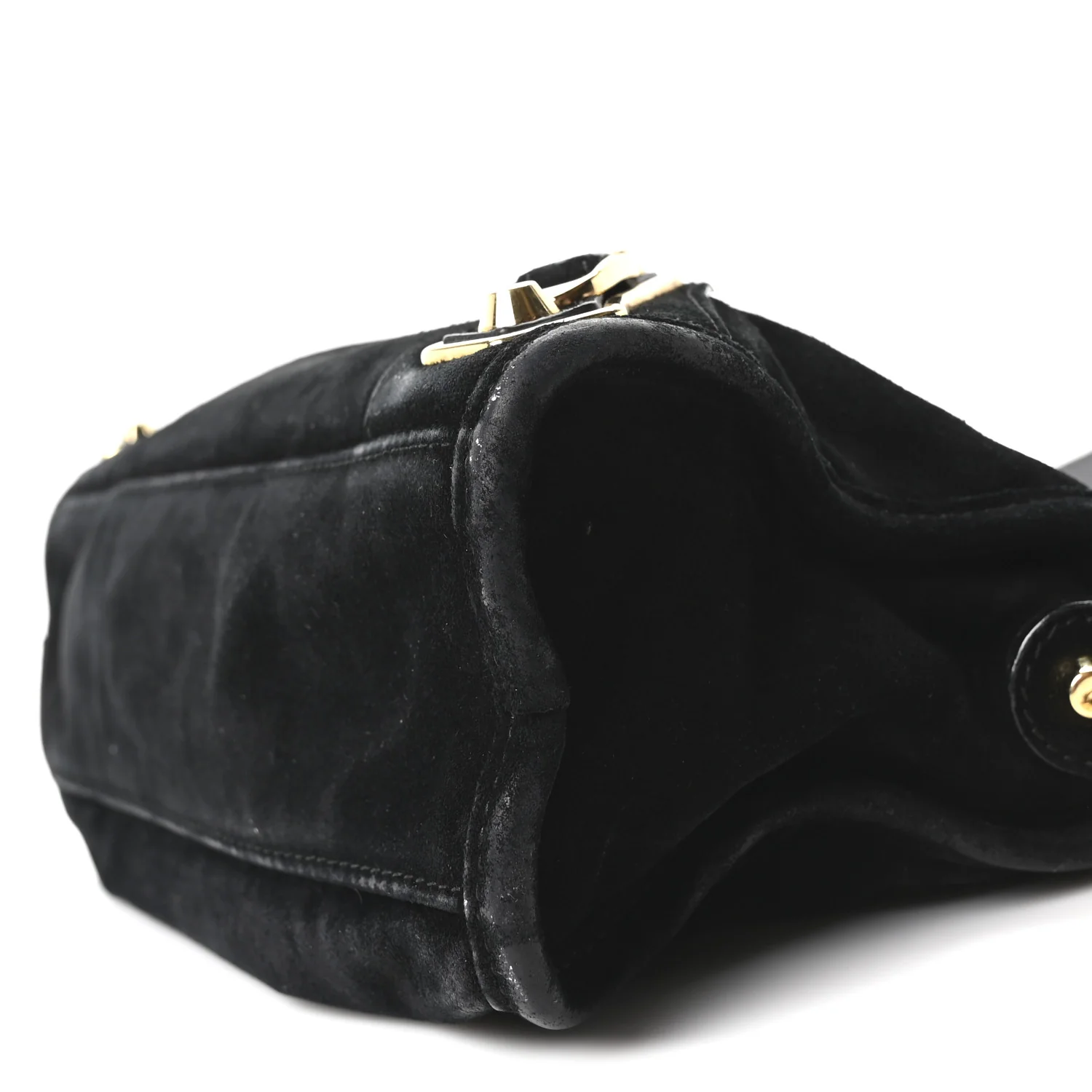 Baby Daim Suede Gold Metallic Edge Hardware Mini City Black - Image 11