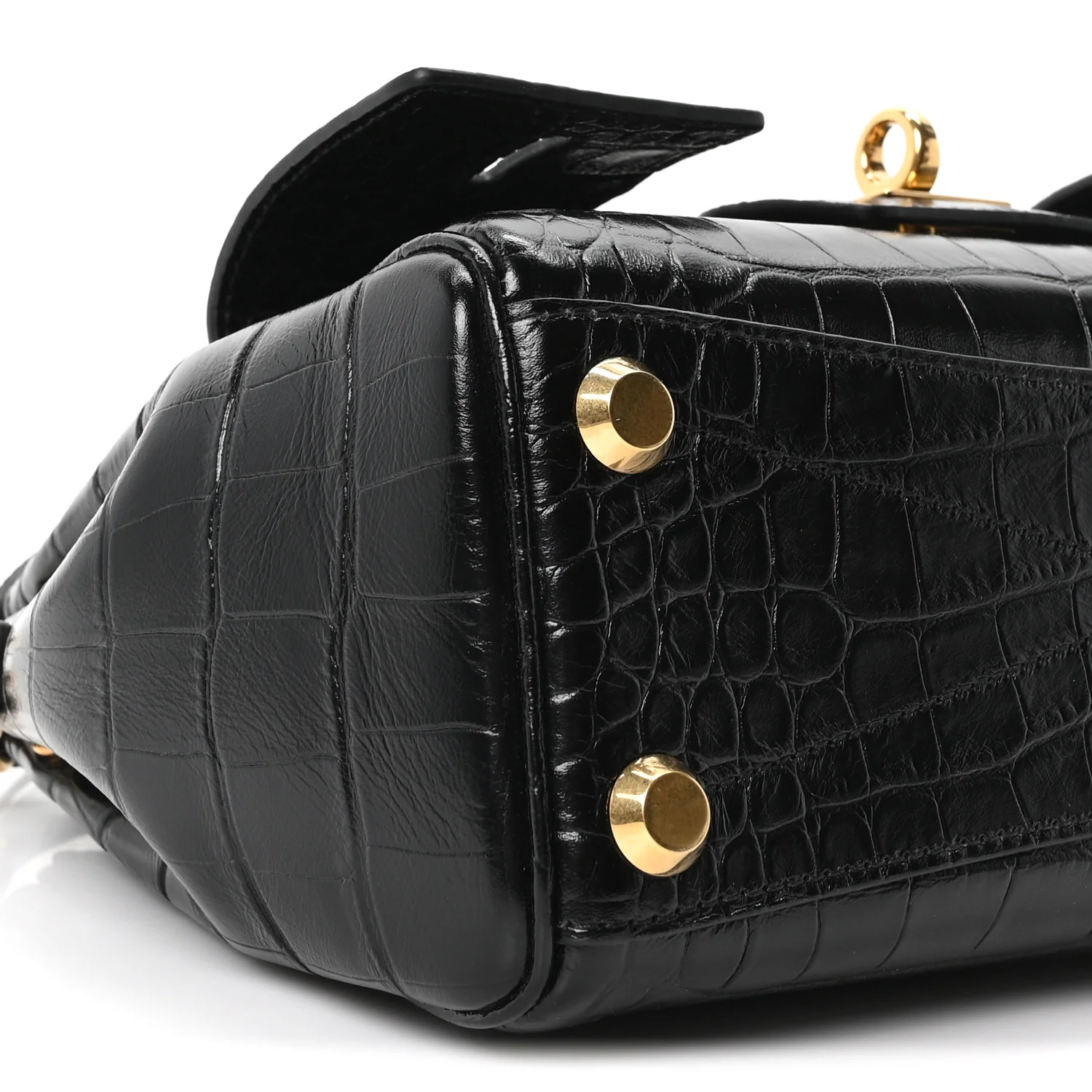 Calfskin Crocodile Embossed Mini Bel Air Carry All Bag Black - Image 8