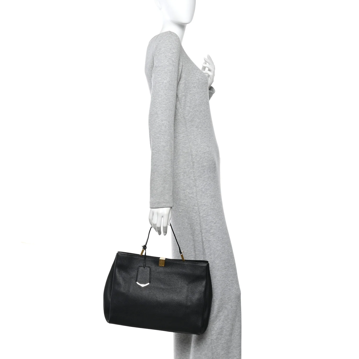 Calfskin Le Dix Soft Cabas M Shoulder Bag Black - Image 3