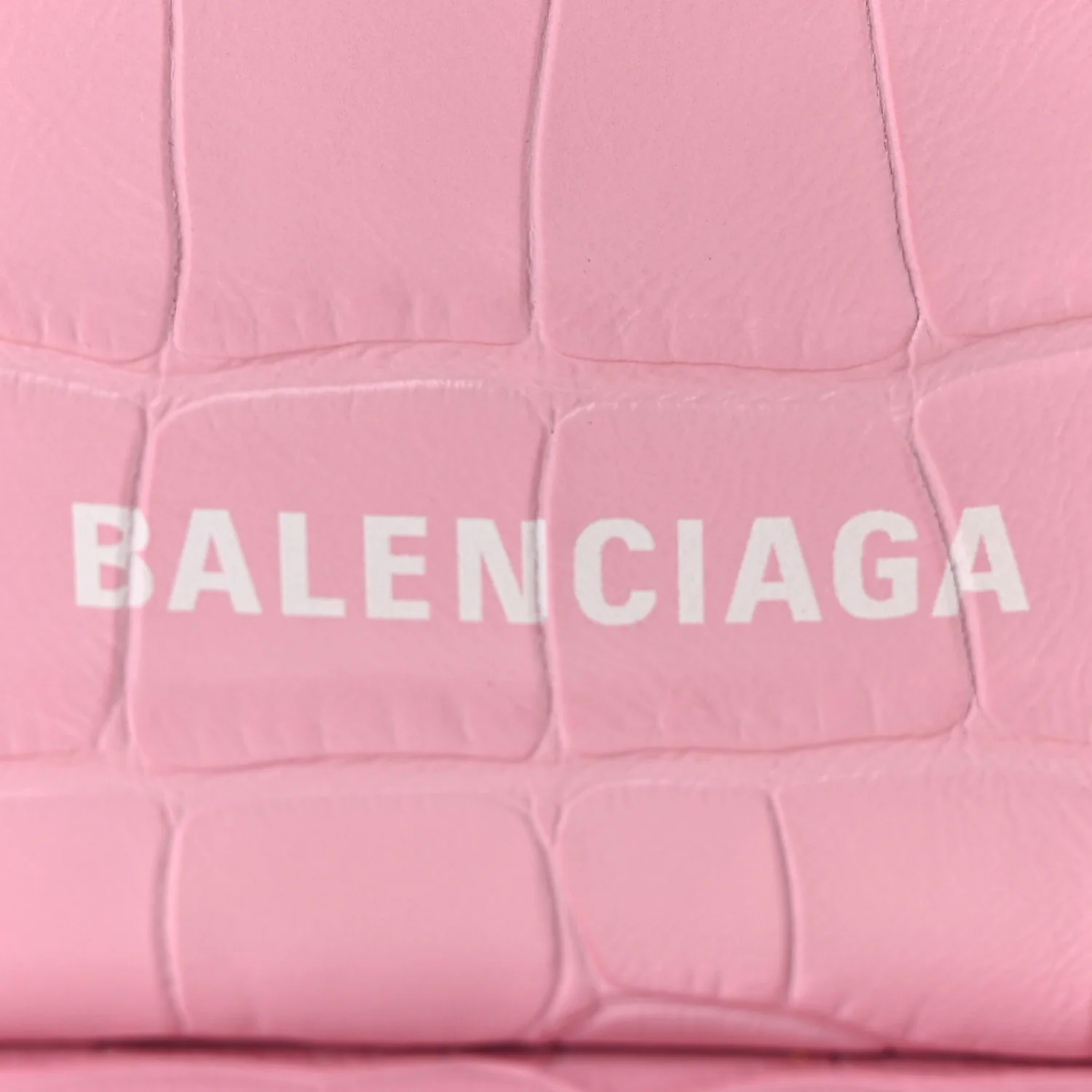 Calfskin Logo Crocodile Embossed XS Tool 2.0 North-South Tote Candy Pink White - Image 7