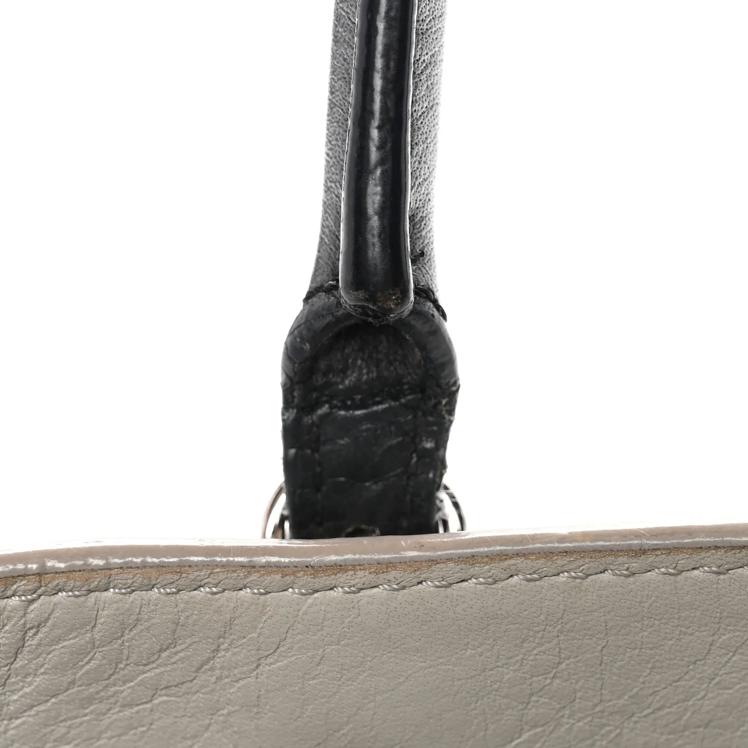 Calfskin Papier Mini A4 Zip Around Tote Grey Black - Image 13