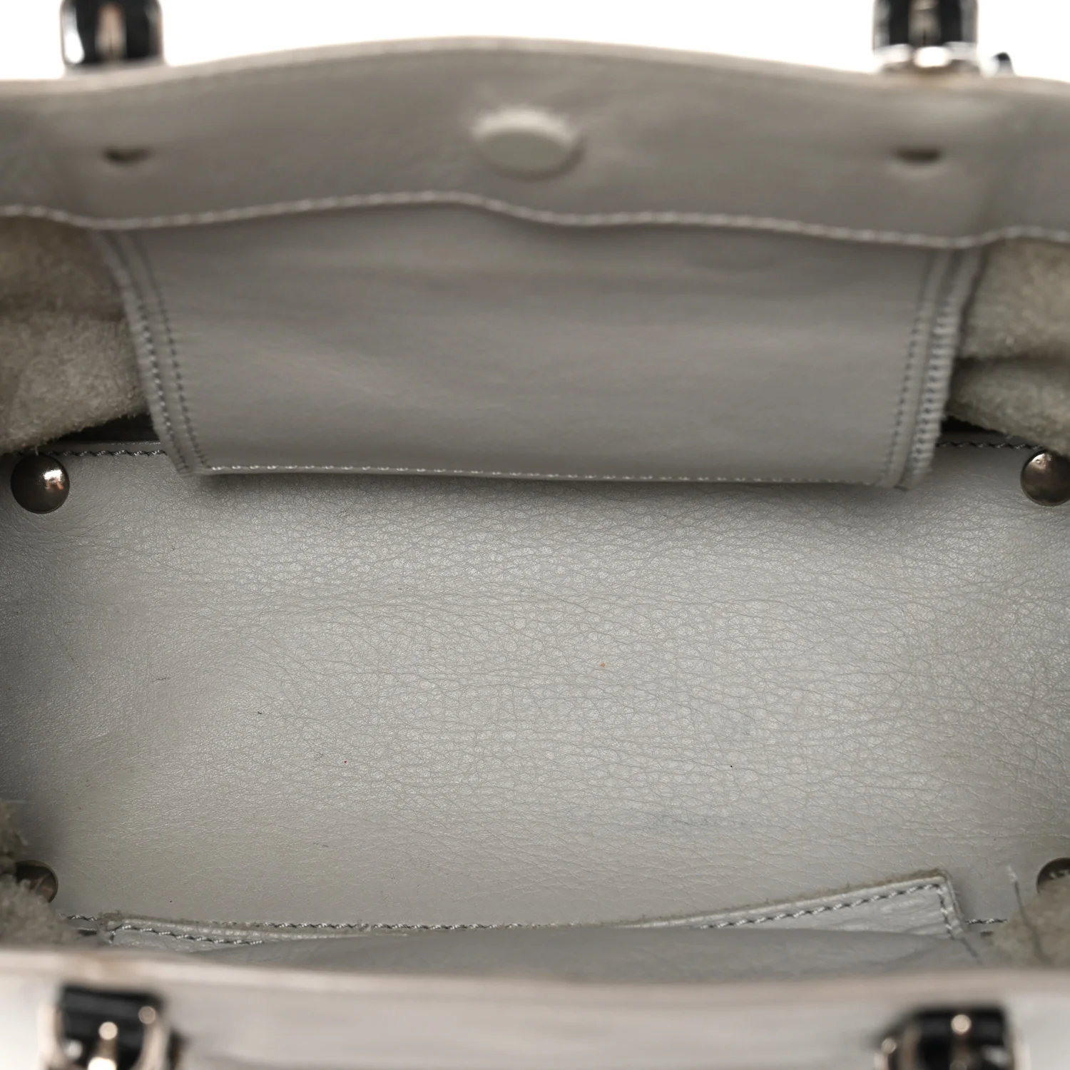 Calfskin Papier Mini A4 Zip Around Tote Grey Black - Image 4