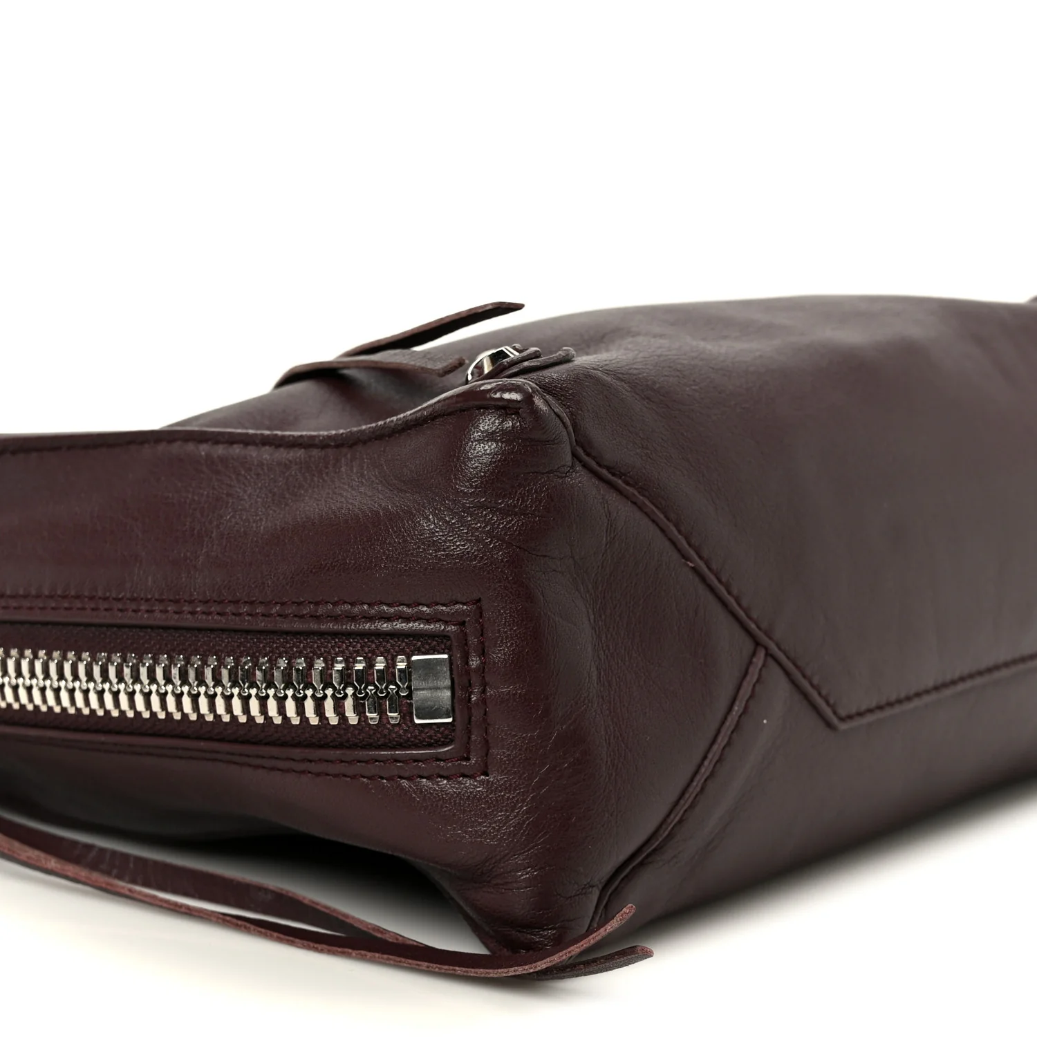 Calfskin Papier Mini A4 Zip Around Tote Rouge Aubergine - Image 10