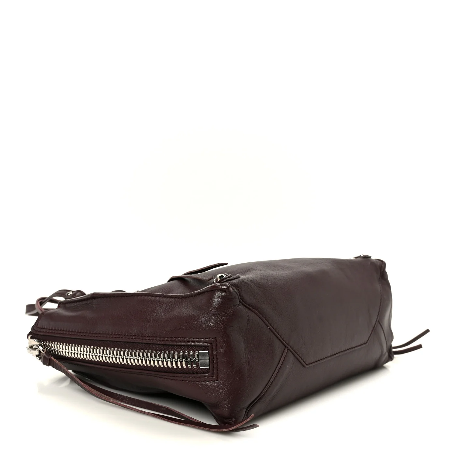 Calfskin Papier Mini A4 Zip Around Tote Rouge Aubergine - Image 5
