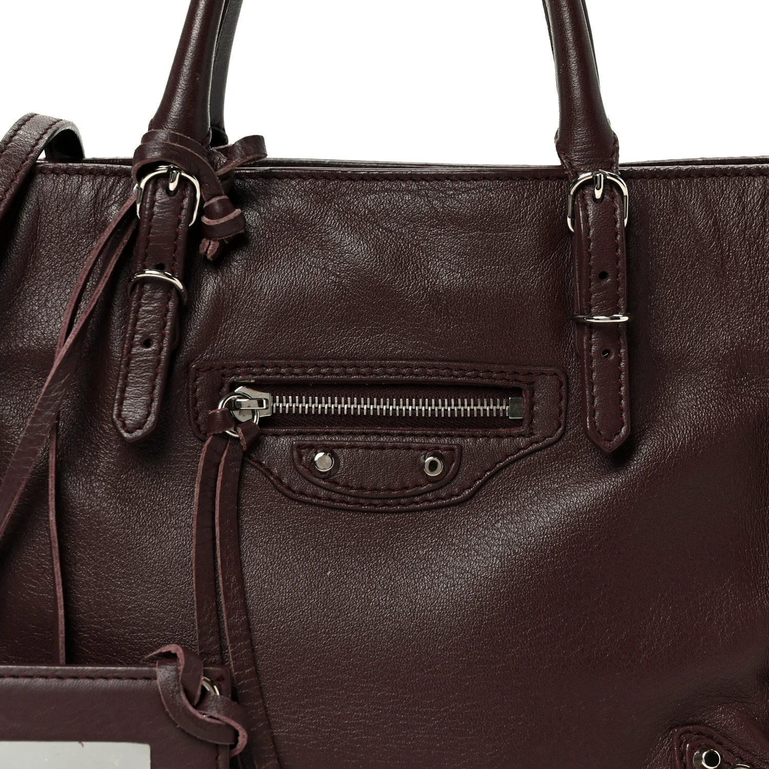 Calfskin Papier Mini A4 Zip Around Tote Rouge Aubergine - Image 9