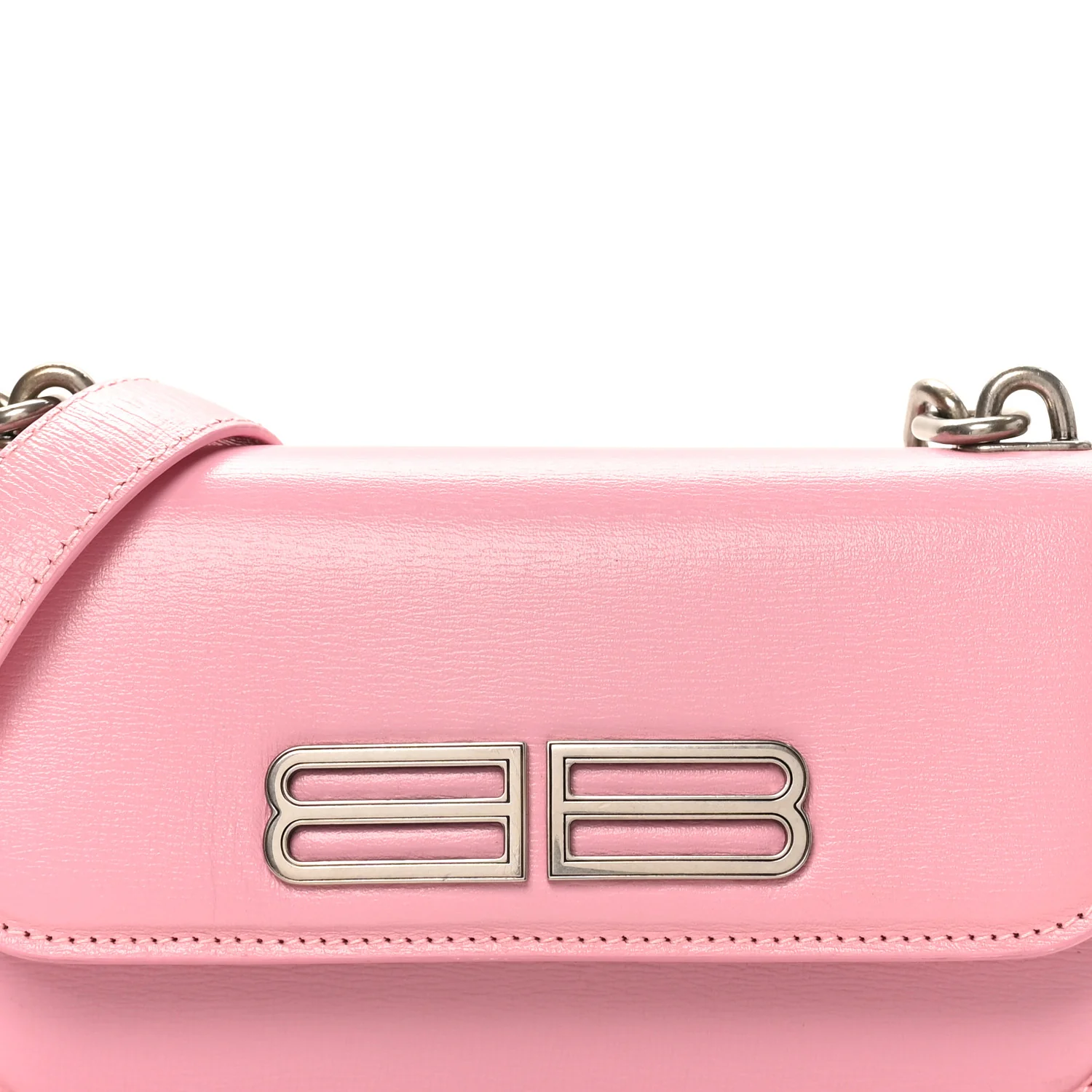 Calfskin Stripe Embossed Gossip Chain Bag XS Candy Pink - Image 7