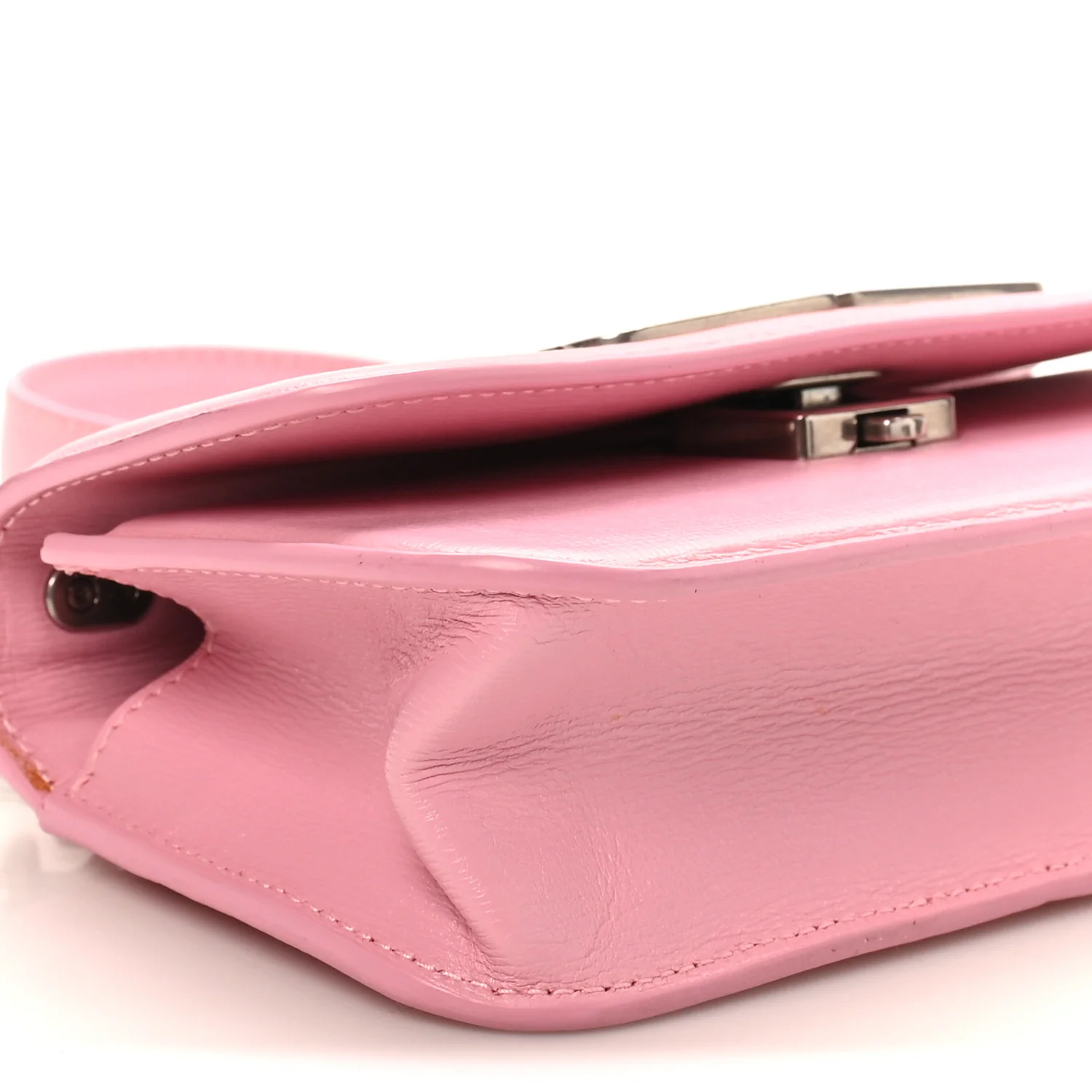 Calfskin Stripe Embossed Gossip Chain Bag XS Candy Pink - Image 8