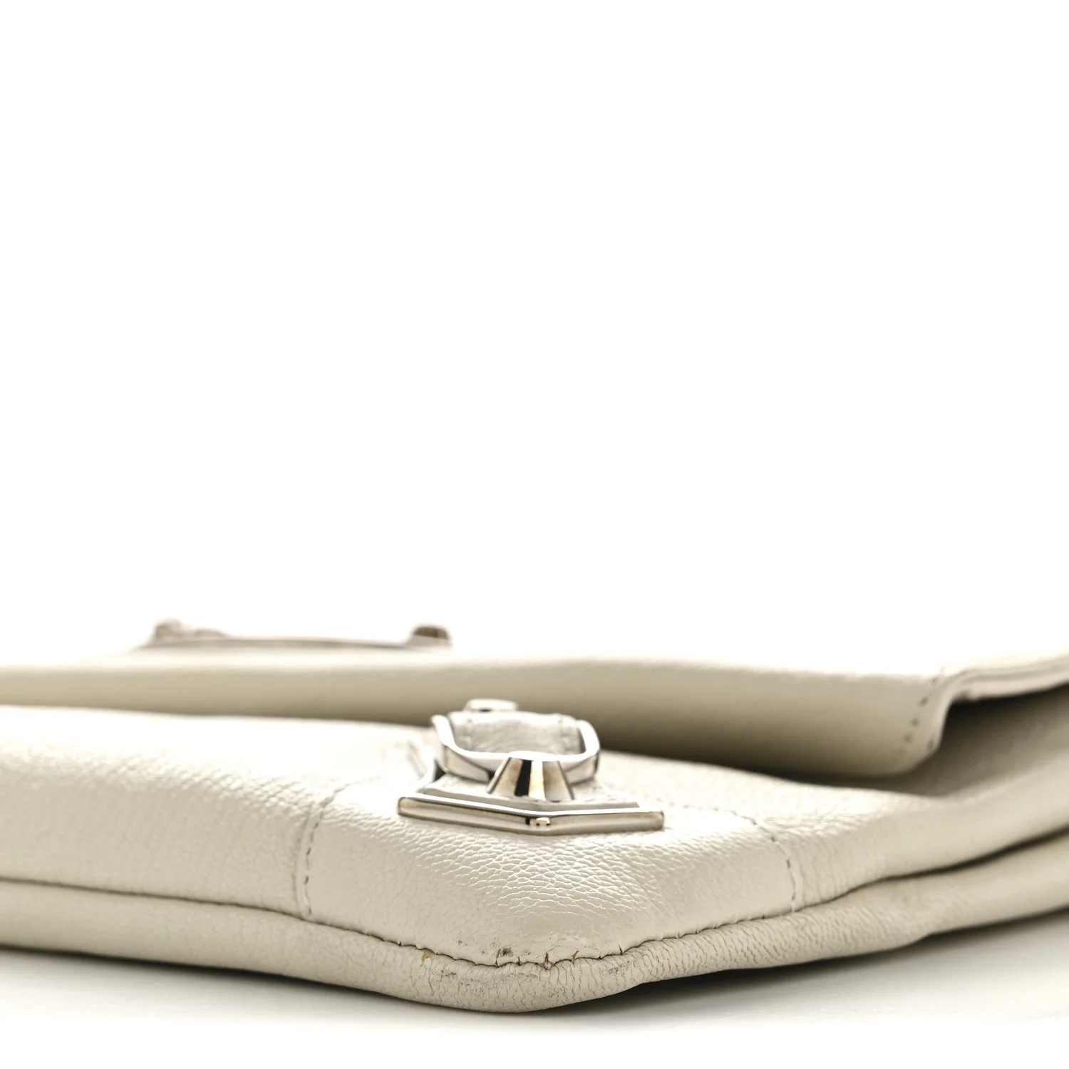 Chevre Silver Metallic Edge Hardware Envelope Clutch Gris Glace - Image 11