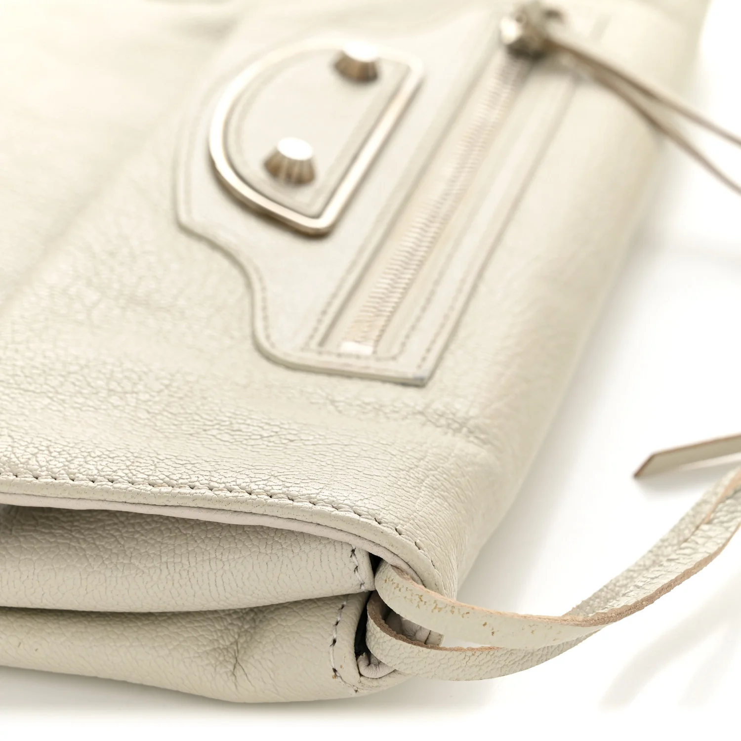 Chevre Silver Metallic Edge Hardware Envelope Clutch Gris Glace - Image 13