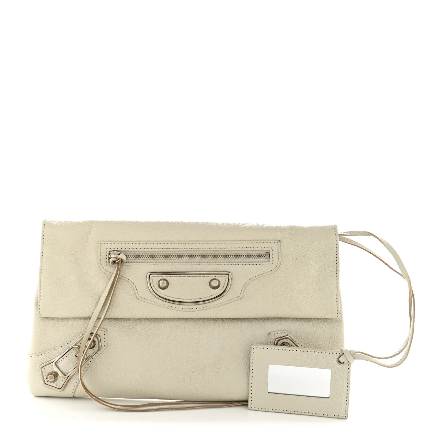 Chevre Silver Metallic Edge Hardware Envelope Clutch Gris Glace - Image 3