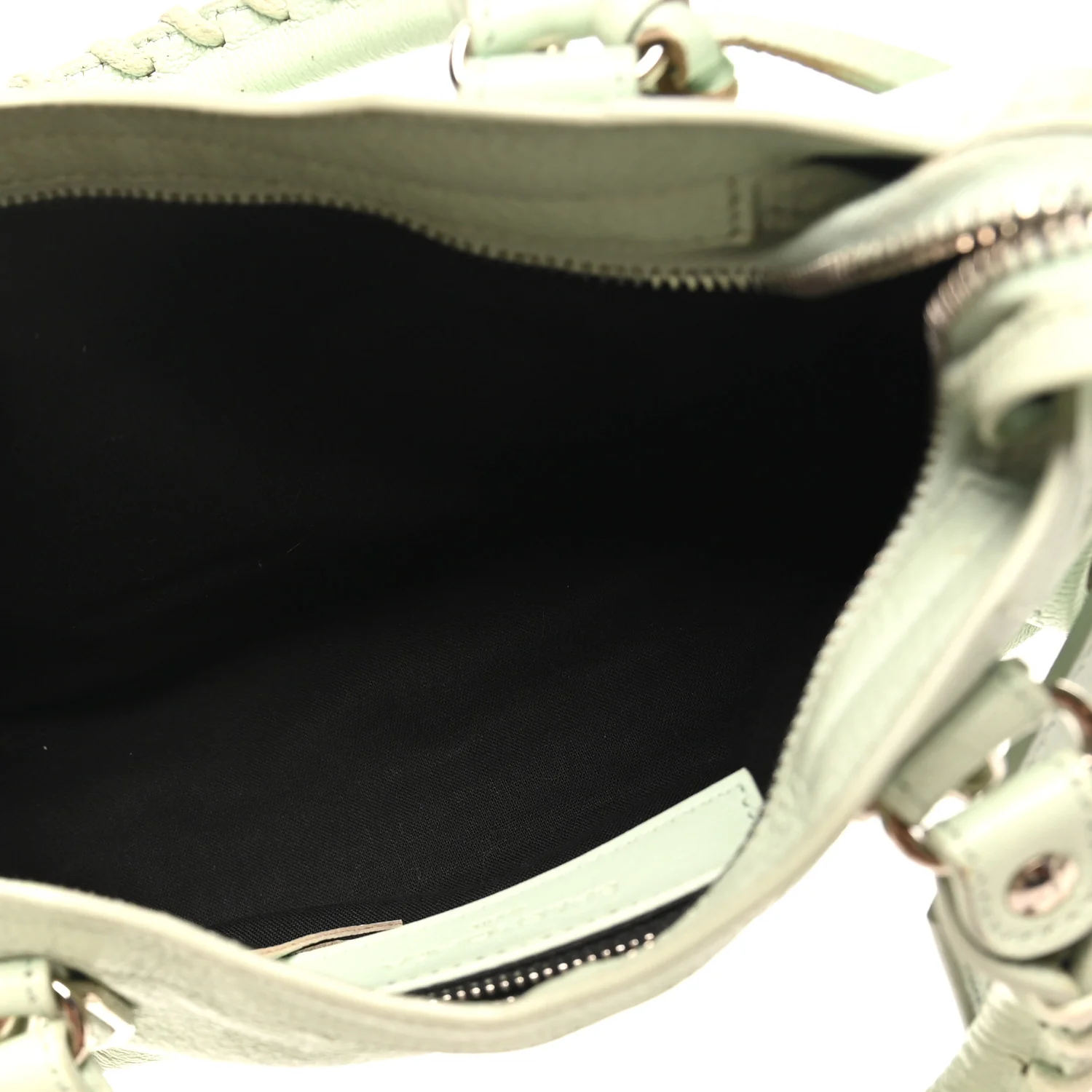 Chevre Silver Metallic Edge Hardware Mini City Vert Anis - Image 6