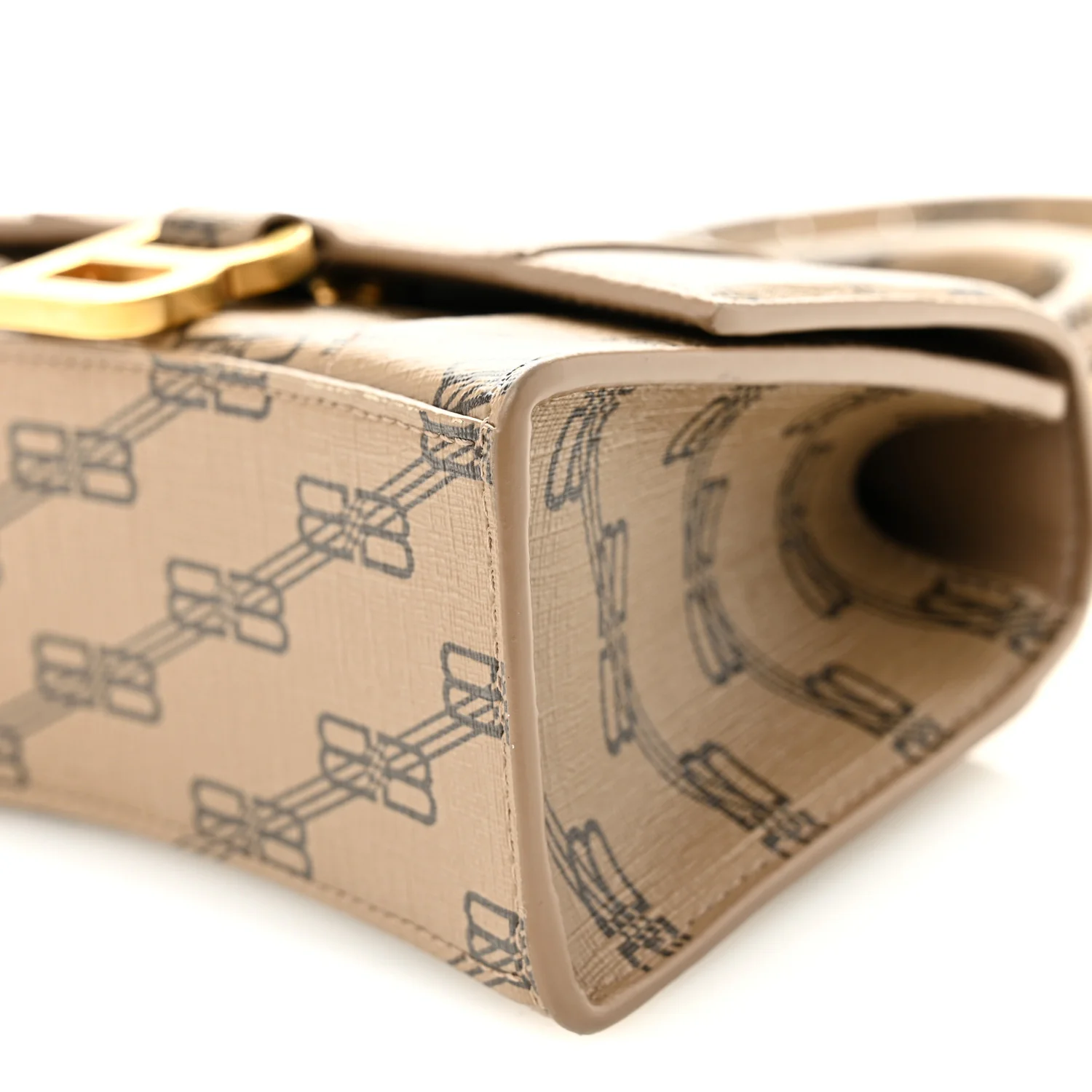 Coated Canvas BB Monogram Hourglass Top Handle Bag XS Beige Brown - Image 11