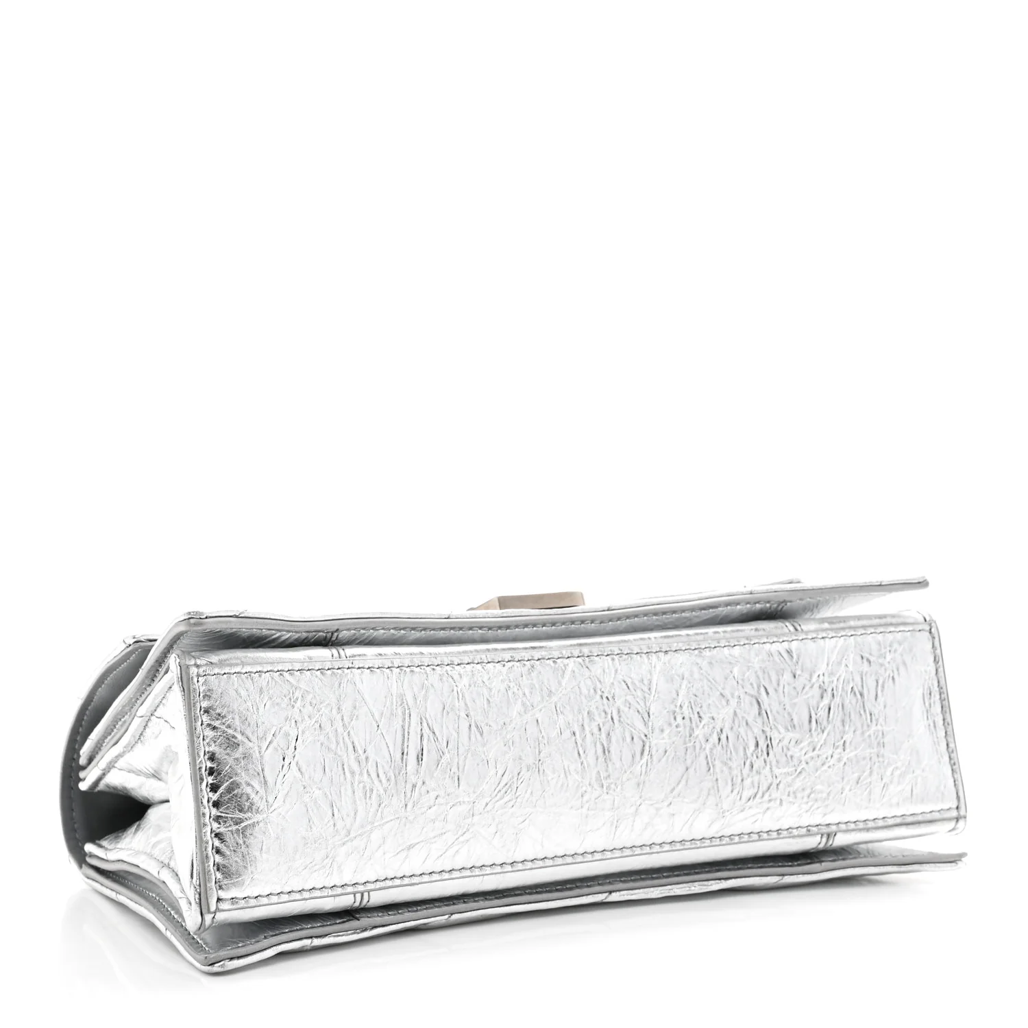Crushed Calfskin Quilted Small Crush Chain Bag Silver - Image 4