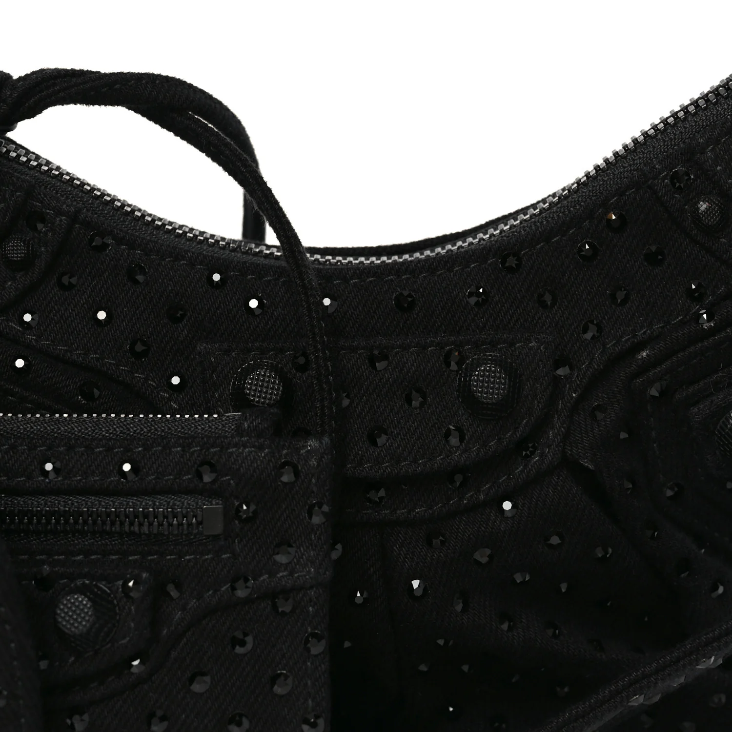Denim Embellished Le Cagole Shoulder Bag XS Black - Image 8